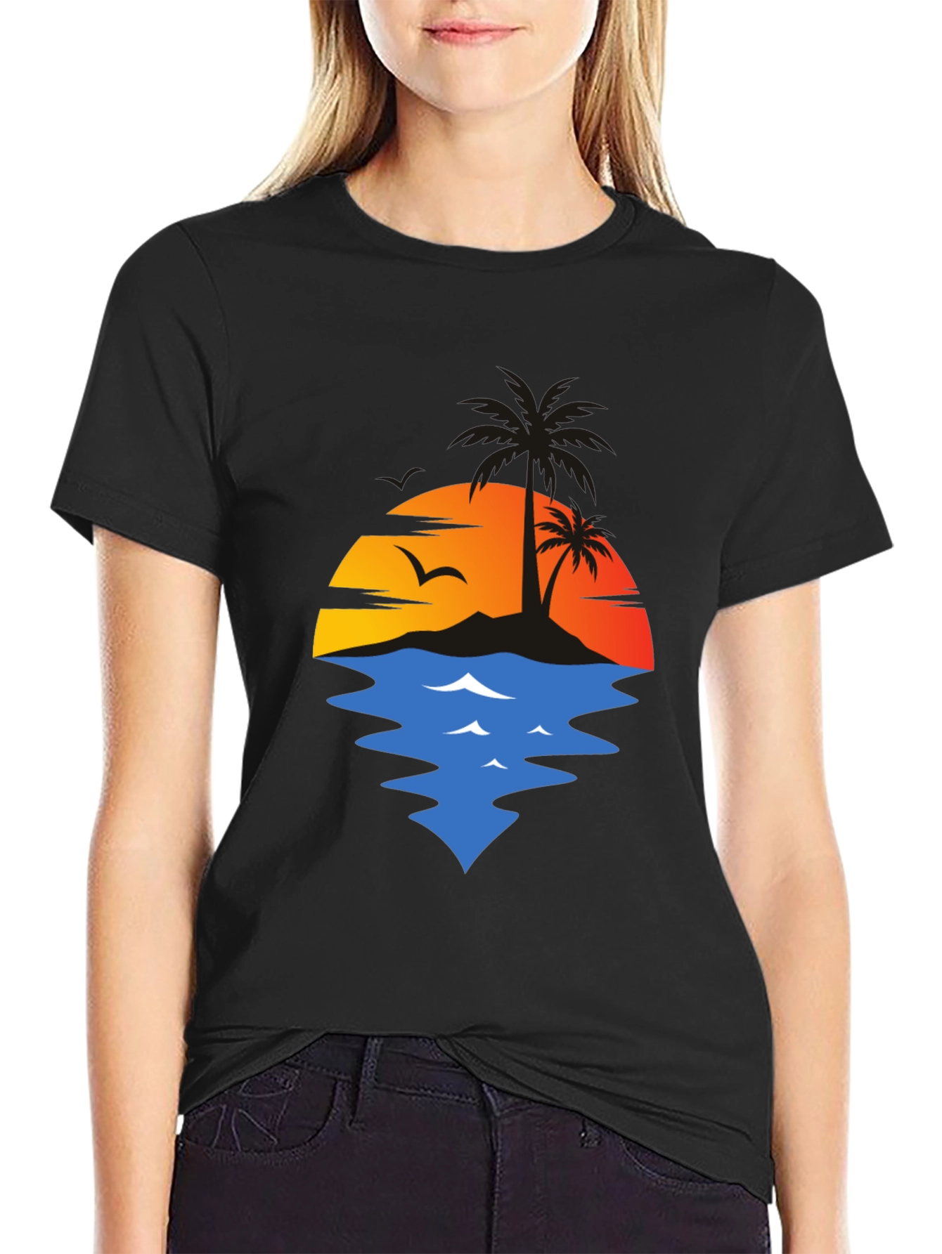 Sunset Palm Tree Graphic T-Shirt - Casual Comfort