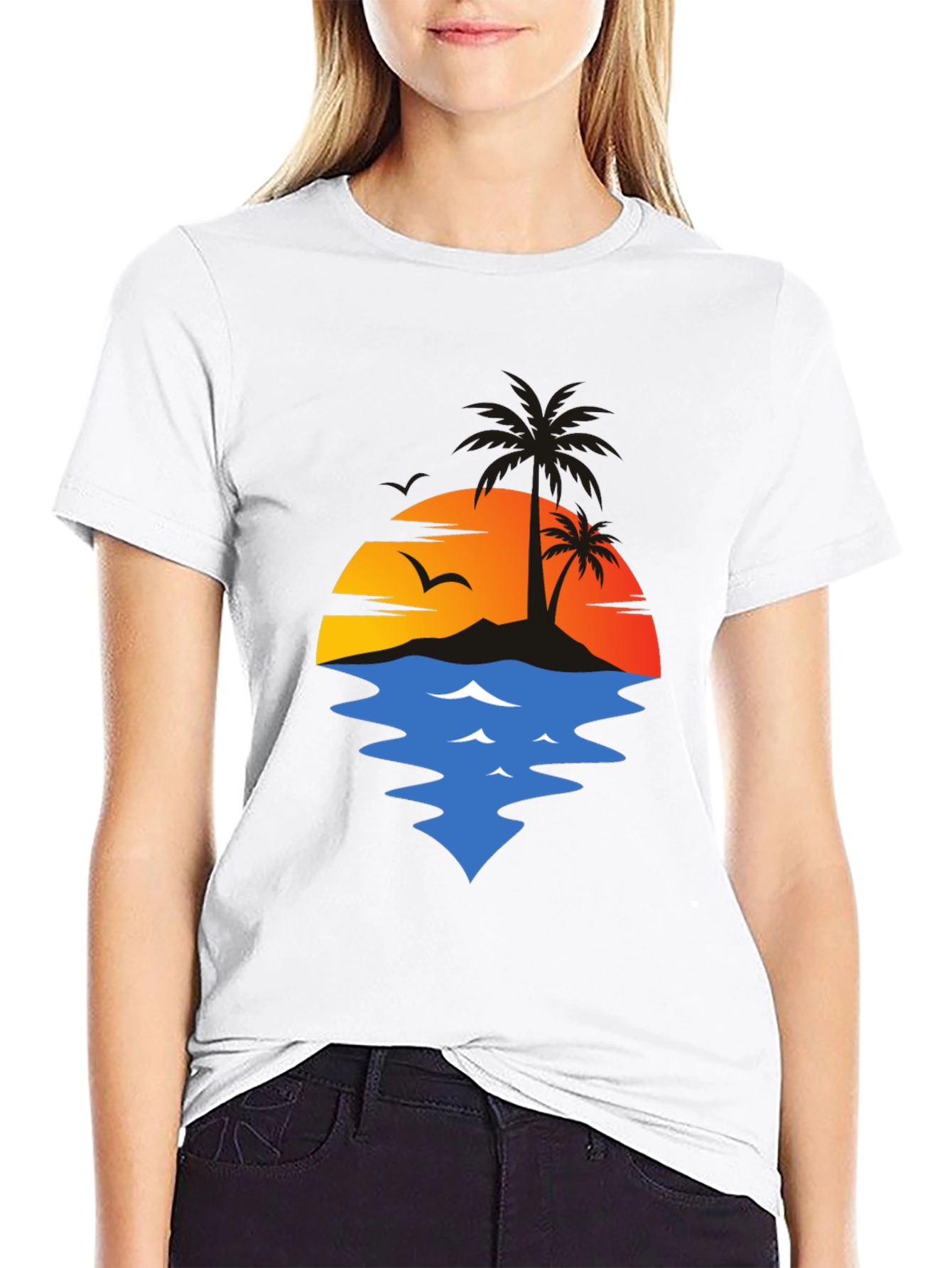 Sunset Palm Tree Graphic T-Shirt - Casual Comfort