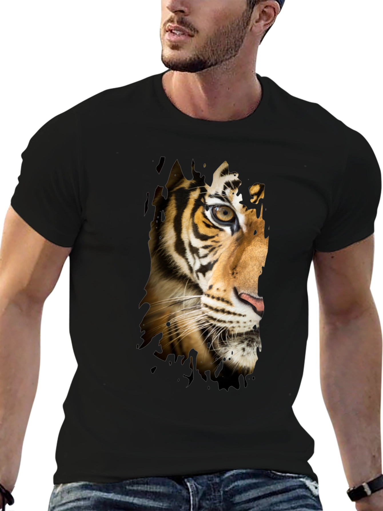 Tiger Graphic T-Shirt - Mens Black Tee