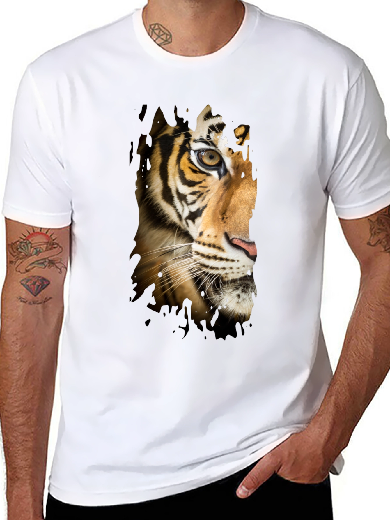 Tiger Graphic T-Shirt - Mens Black Tee