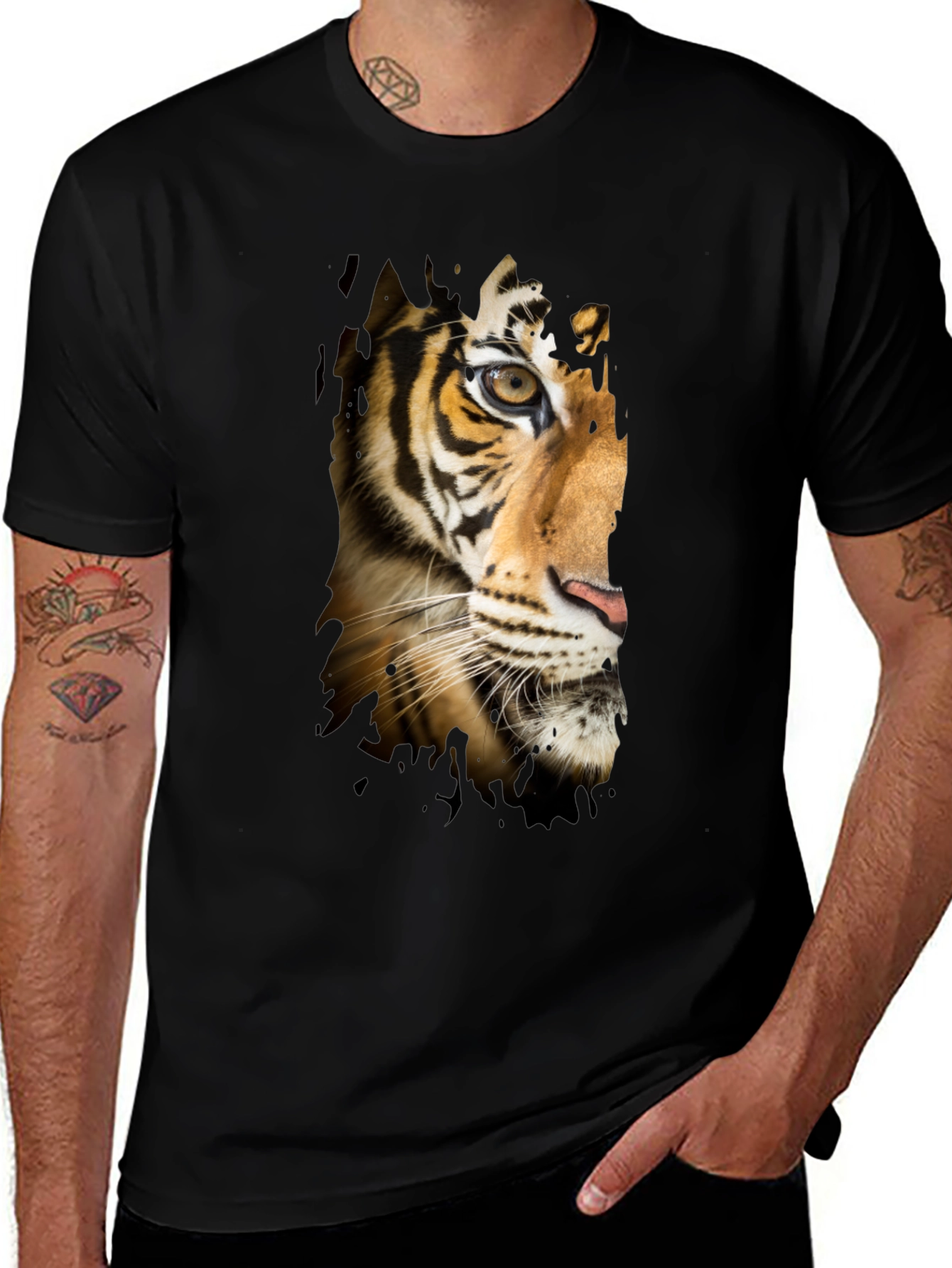 Tiger Graphic T-Shirt - Mens Black Tee