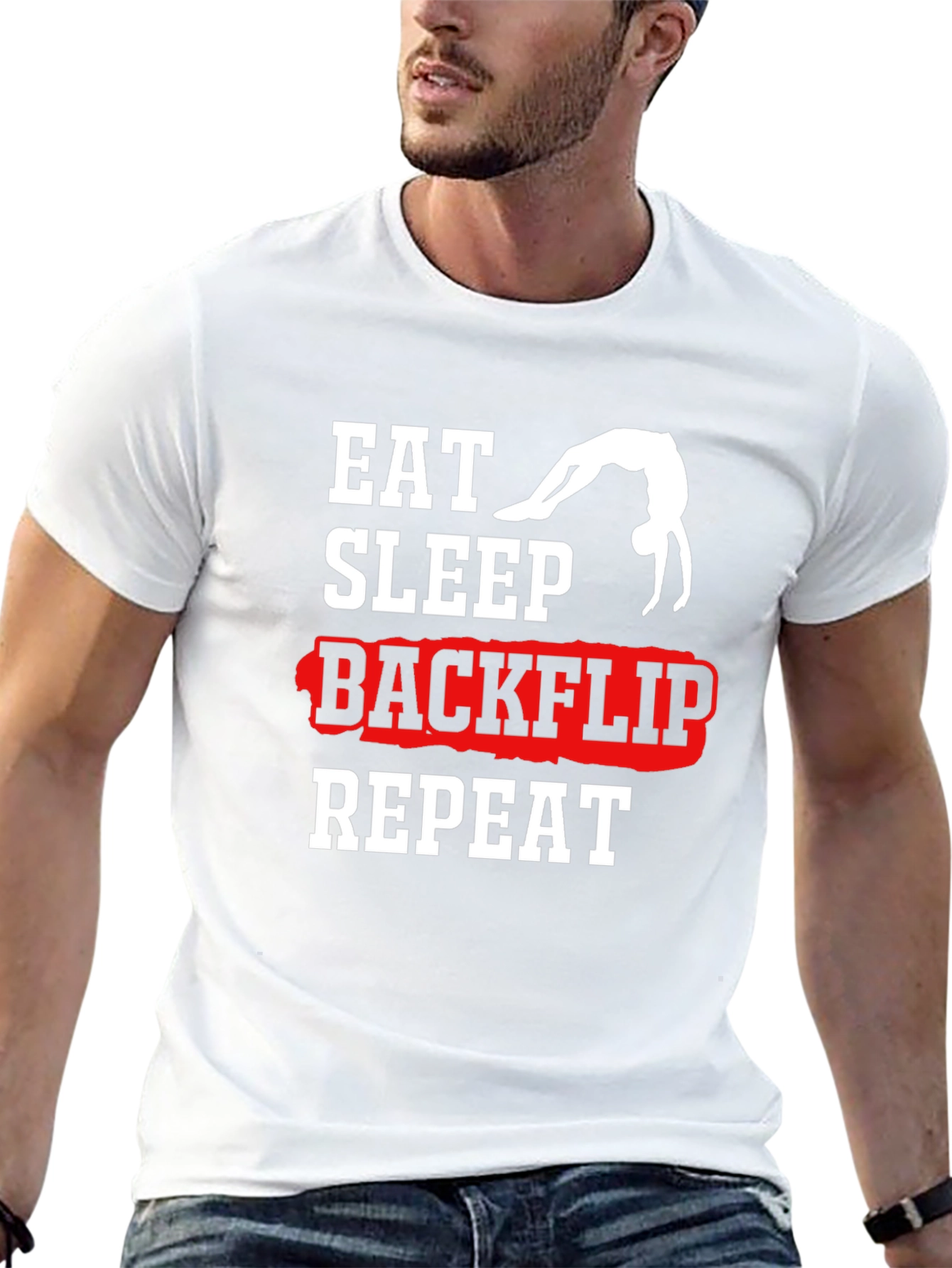 Eat Sleep Backflip Repeat Black T-Shirt