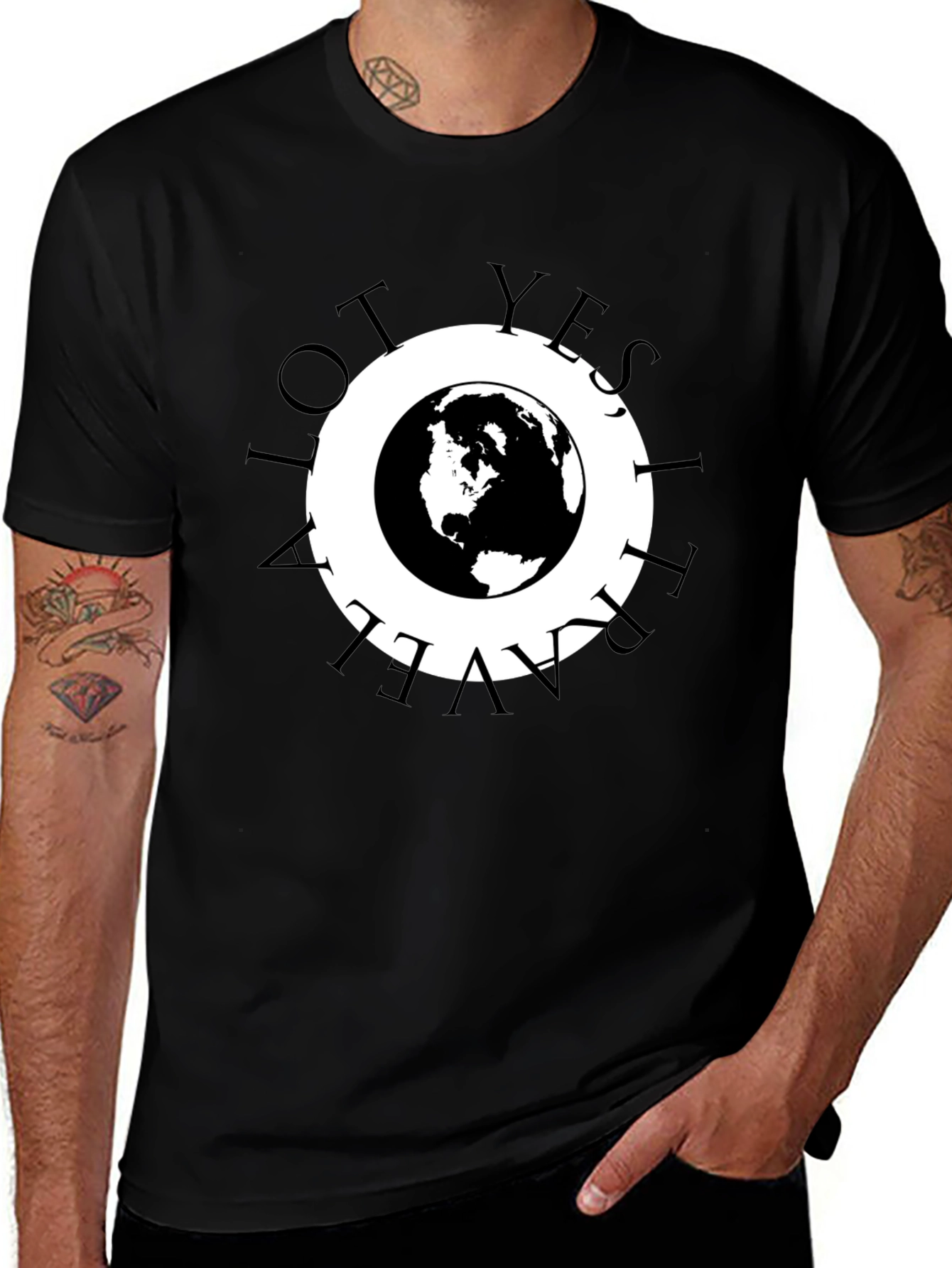 Global Traveler Tee - Black Graphic T-Shirt