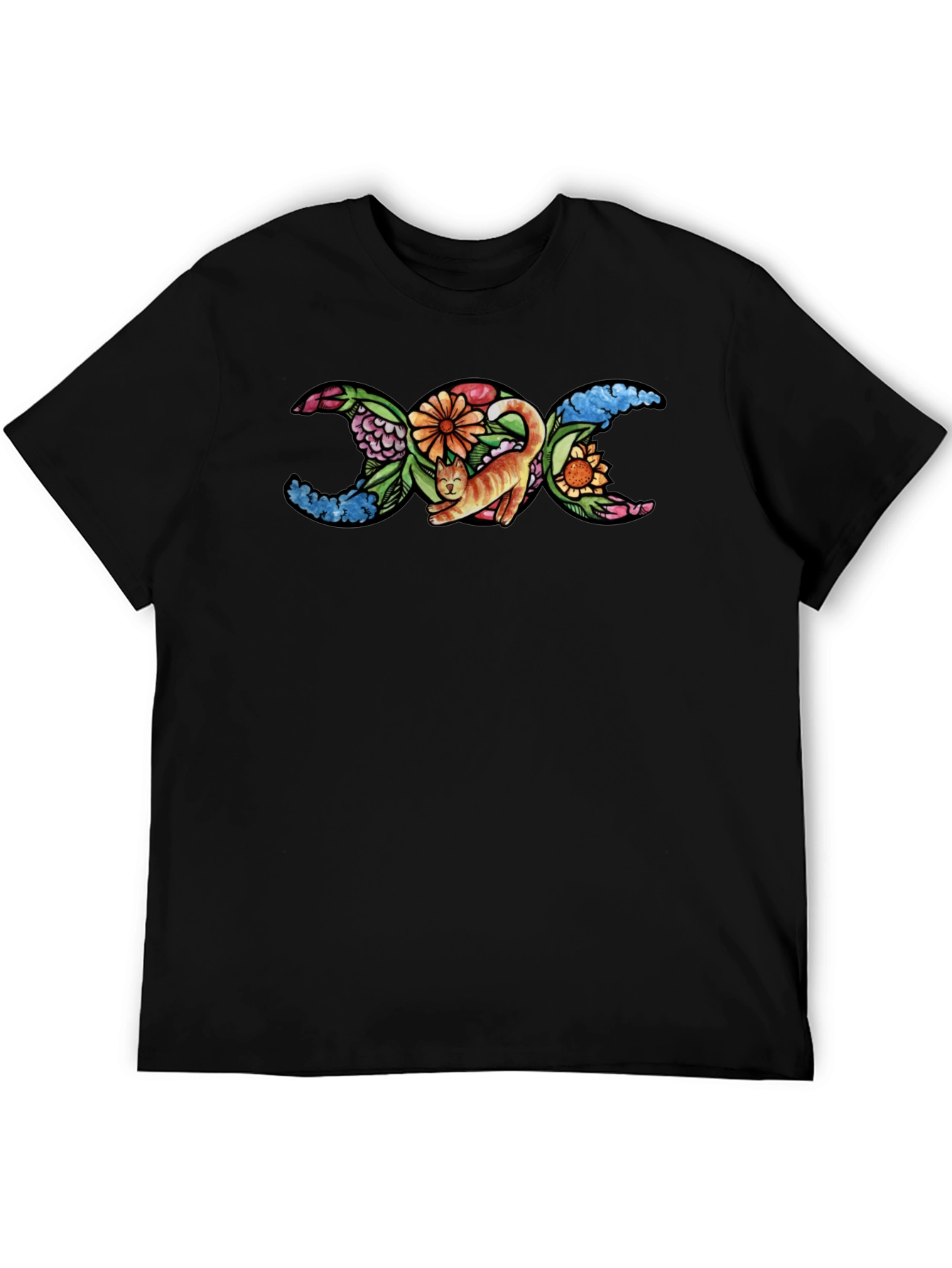 Triple Moon Goddess Cat Graphic T-Shirt