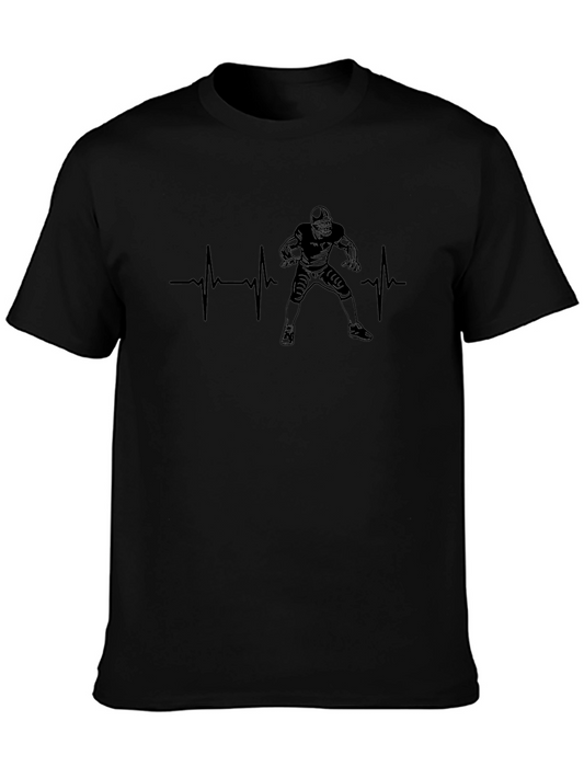 Football Heartbeat T-Shirt - Black