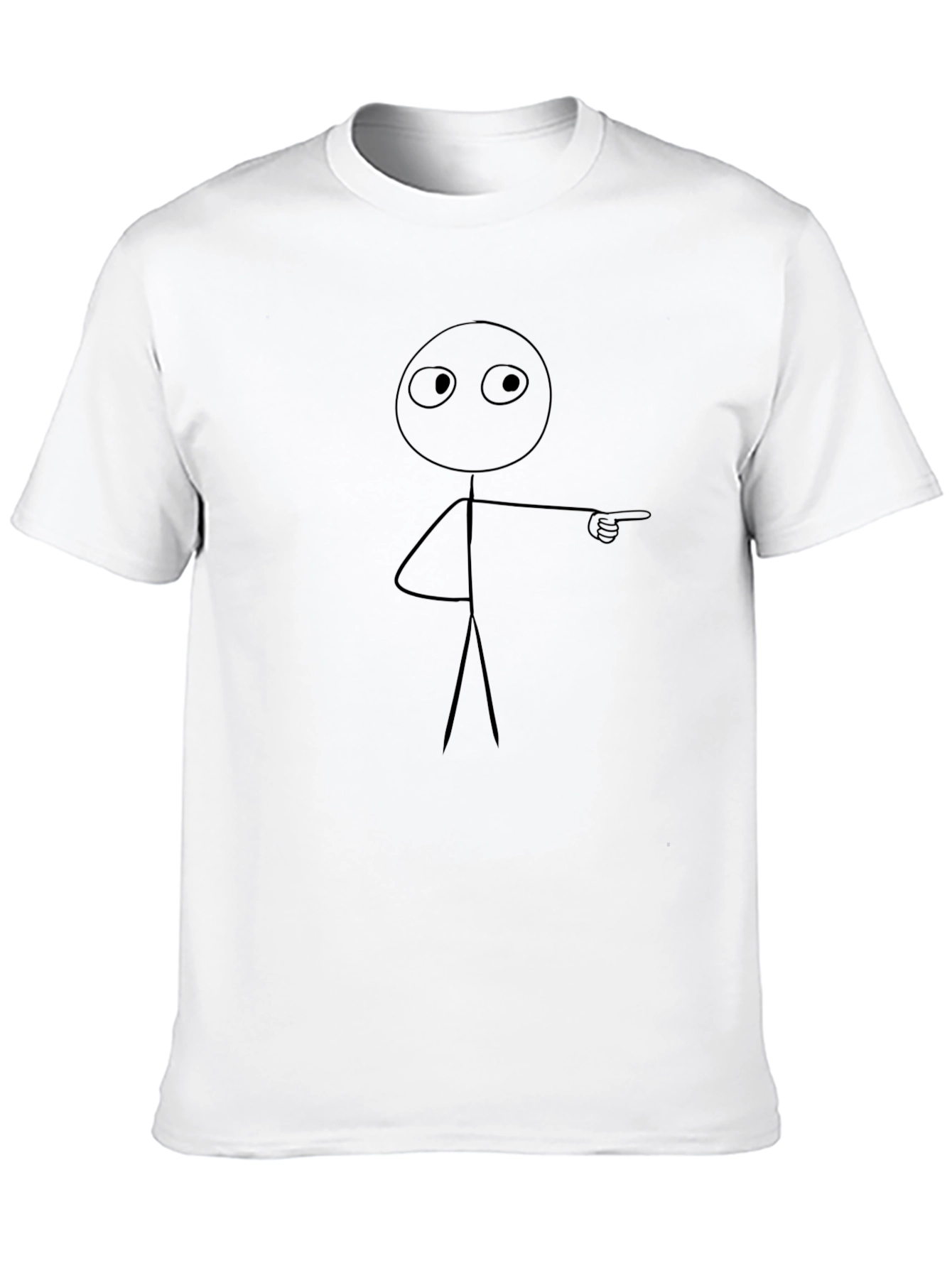 Funny Stick Figure Pointing T-Shirt - Black Cotton Tee