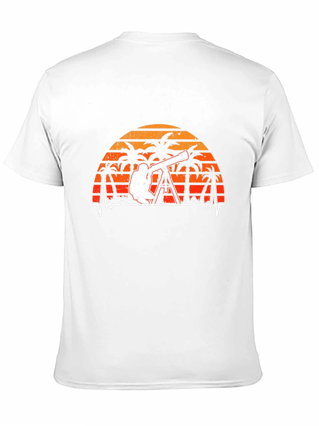 Astronomy T-Shirt: Telescope Heartbeat Sunset Design