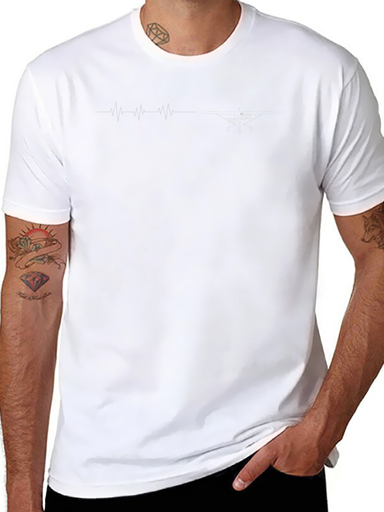 Mens Black Graphic Tee - Heartbeat Pilot Design