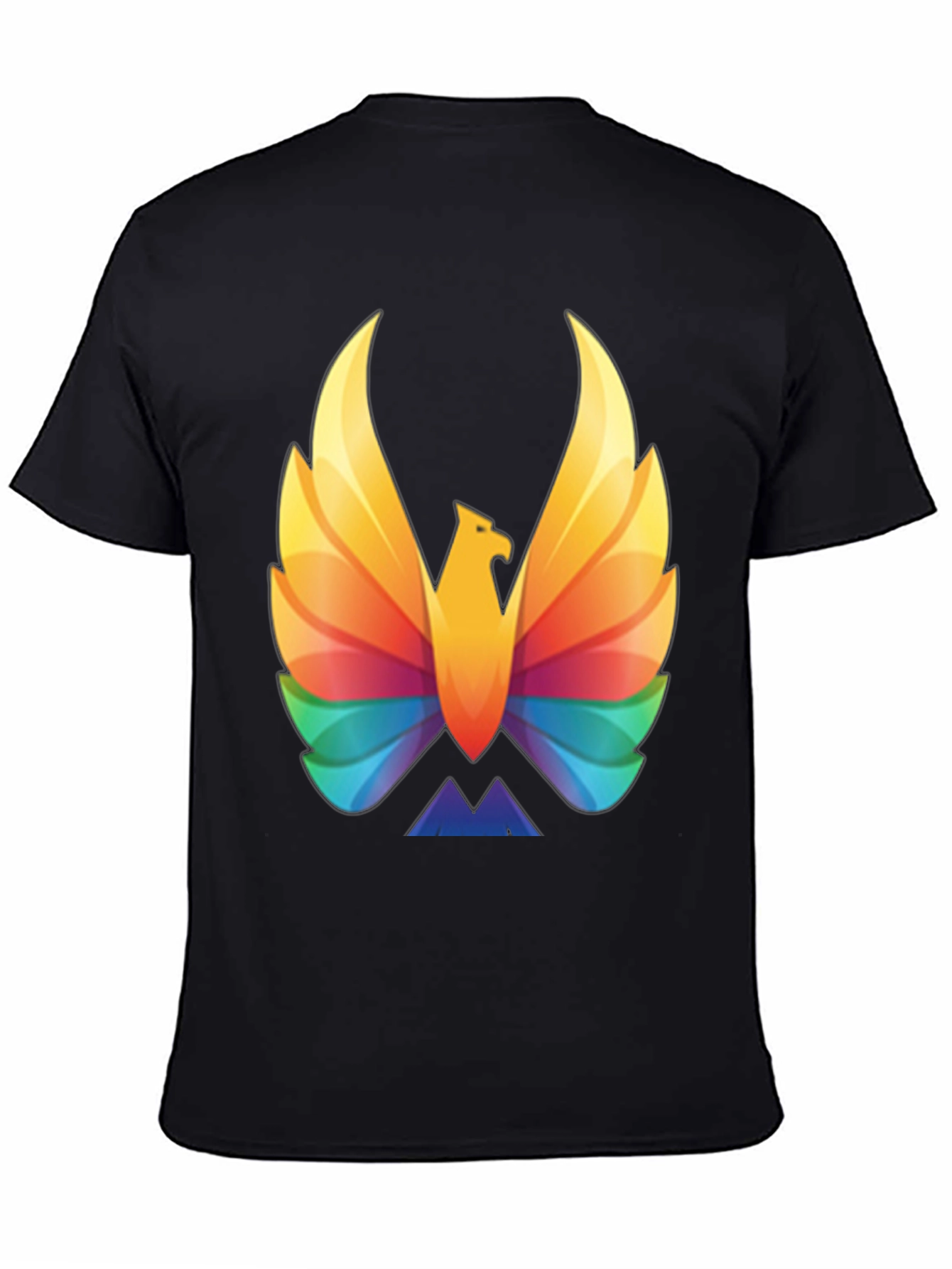 Rainbow Phoenix Graphic T-Shirt - Black Cotton Blend