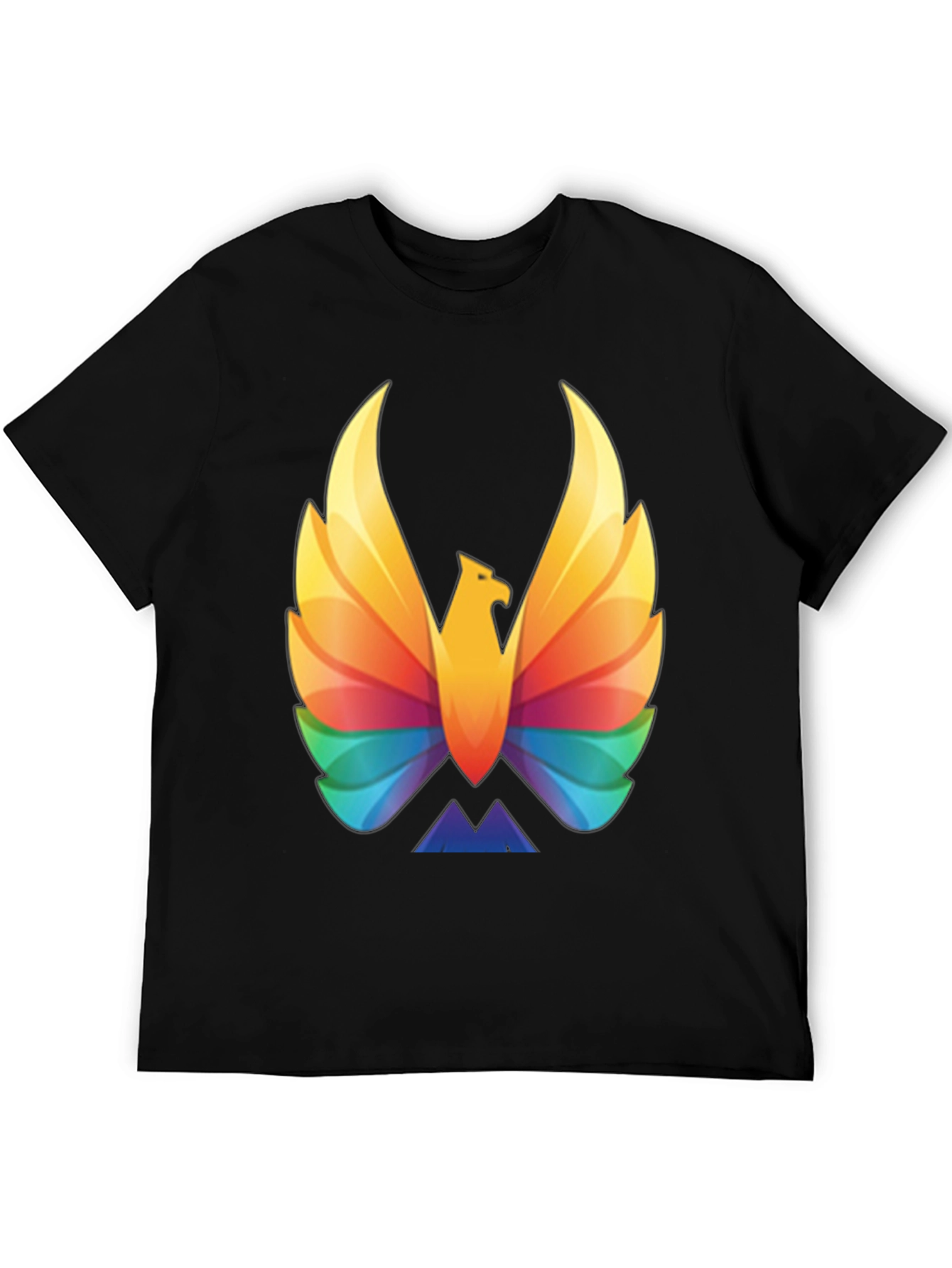 Rainbow Phoenix Graphic T-Shirt - Black Cotton Blend