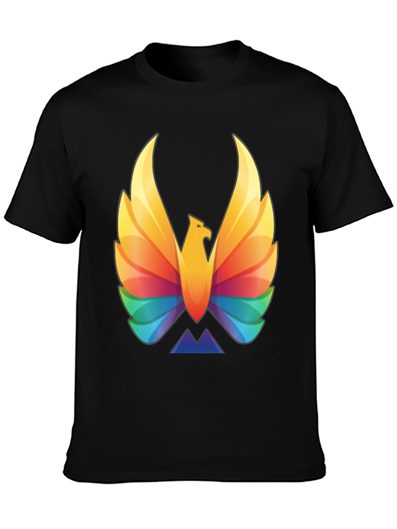 Rainbow Phoenix Graphic T-Shirt - Black Cotton Blend