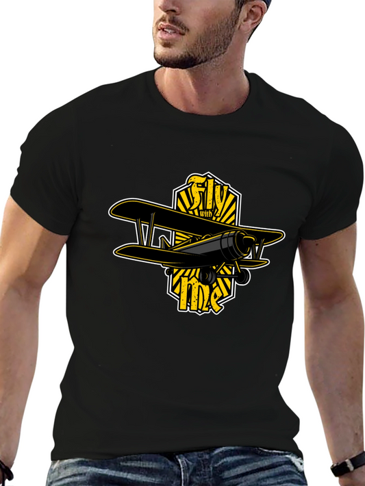 Fly With Me Biplane Graphic T-Shirt