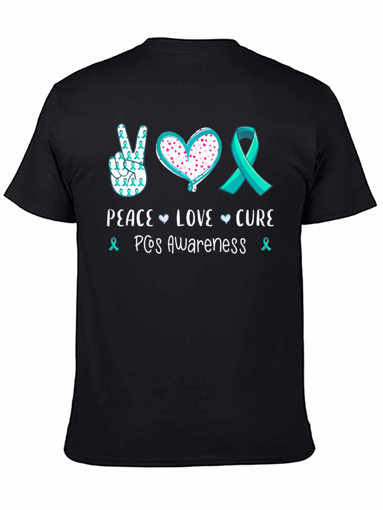 PCOS Awareness Peace Love Cure T-Shirt