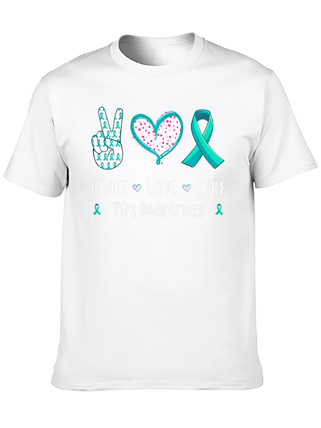 PCOS Awareness Peace Love Cure T-Shirt