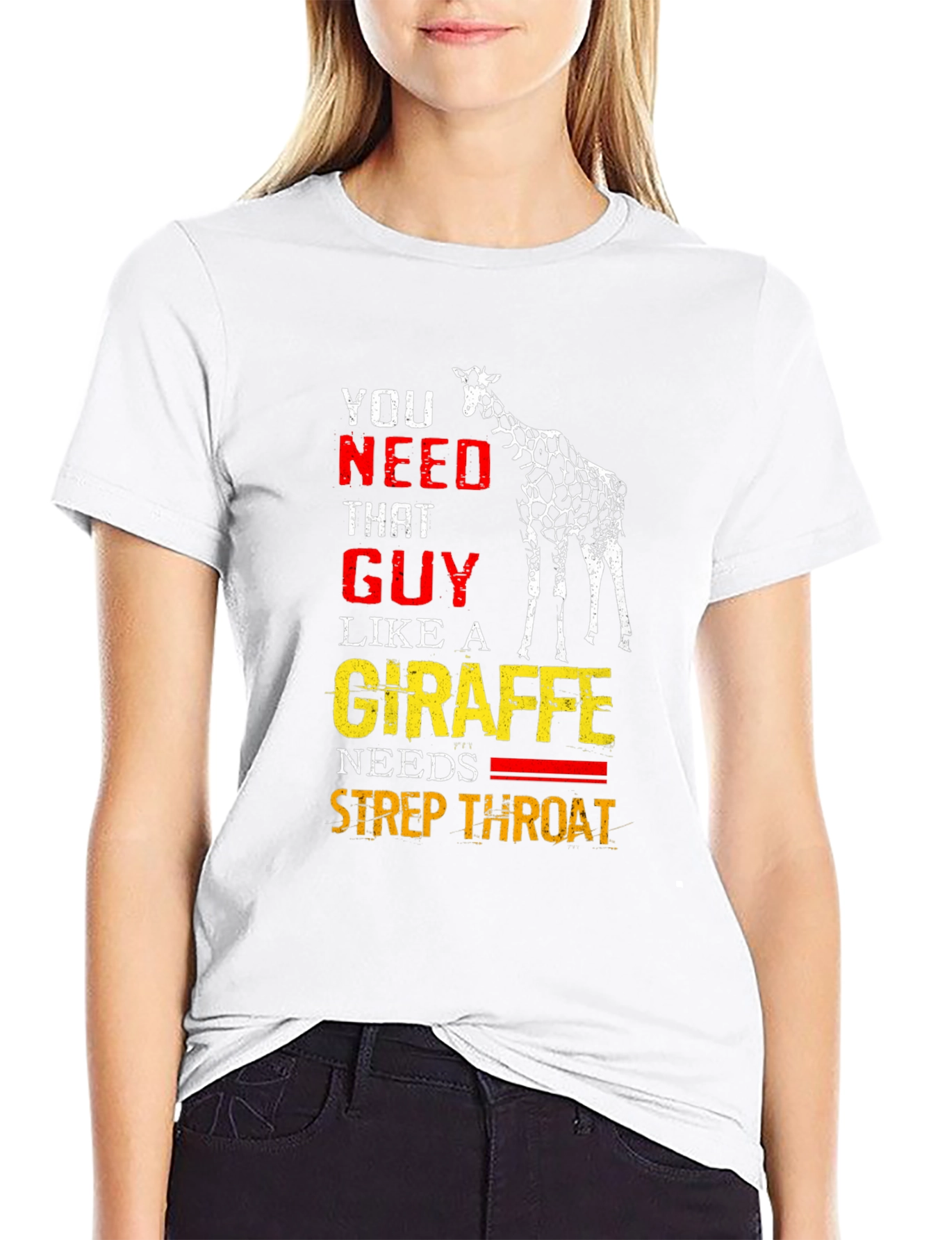 Funny Giraffe Strep Throat Graphic T-Shirt