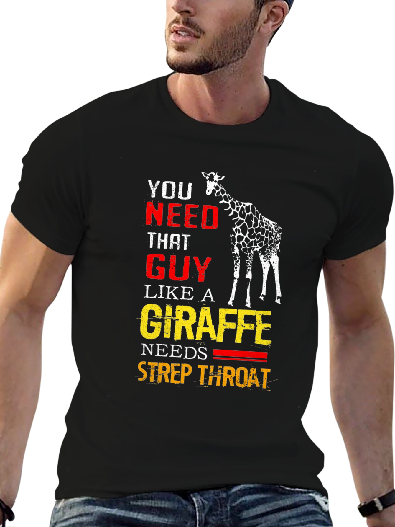 Funny Giraffe Strep Throat Graphic T-Shirt