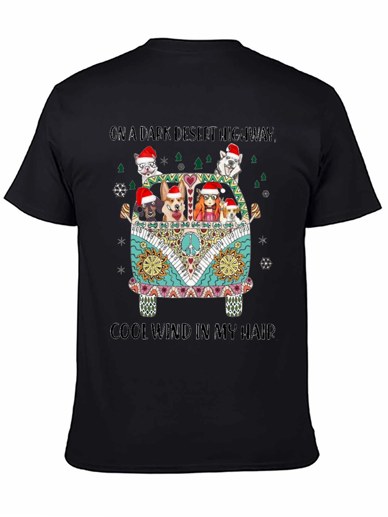 On A Dark Desert Highway Dogs Christmas T-Shirt