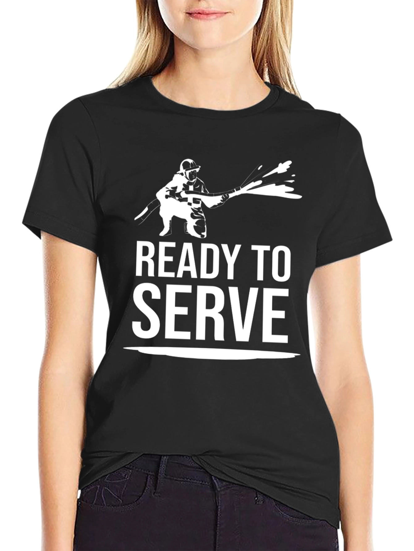 Ready to Serve Graphic Tee - Black Cotton T-Shirt