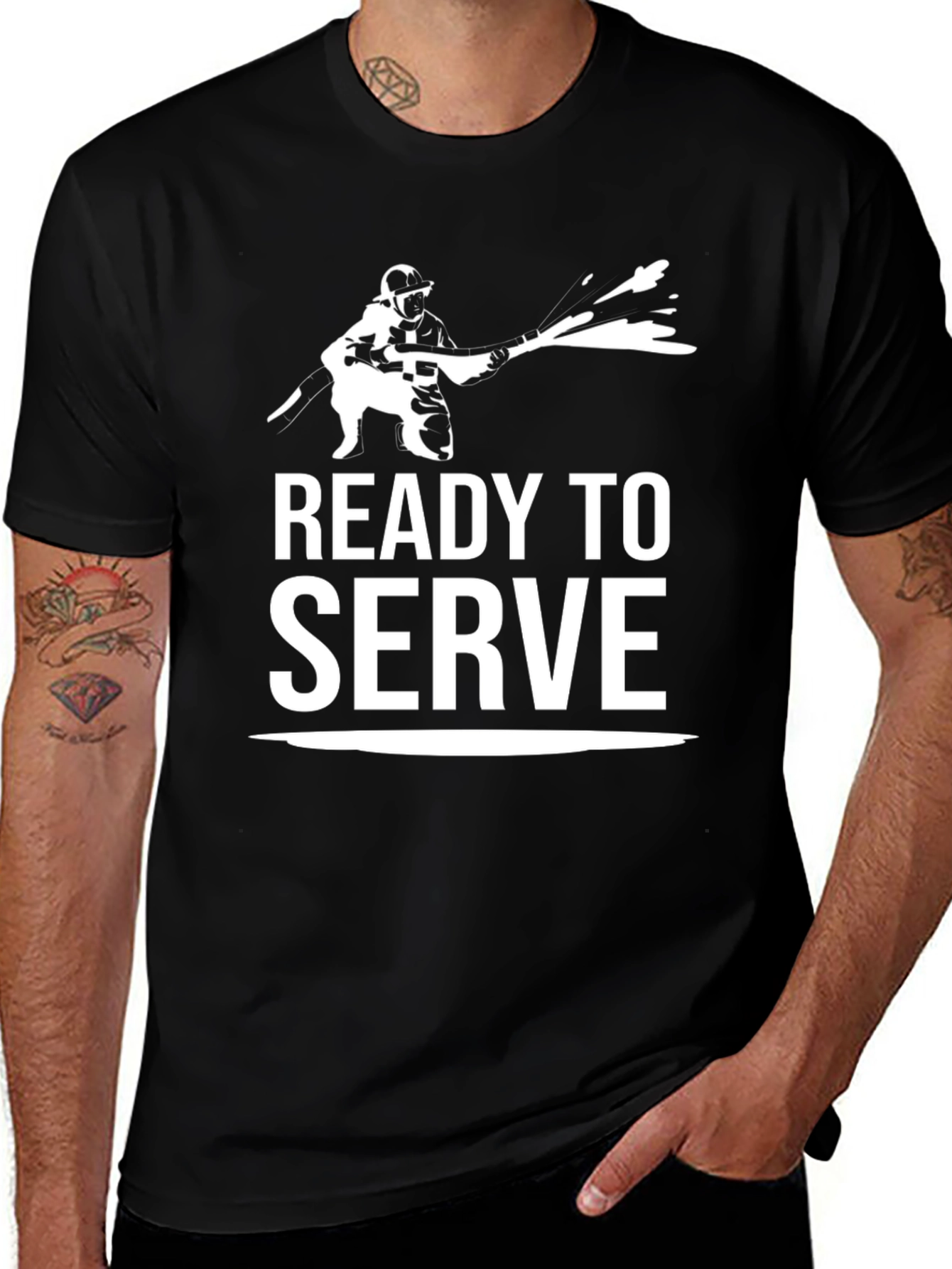 Ready to Serve Graphic Tee - Black Cotton T-Shirt