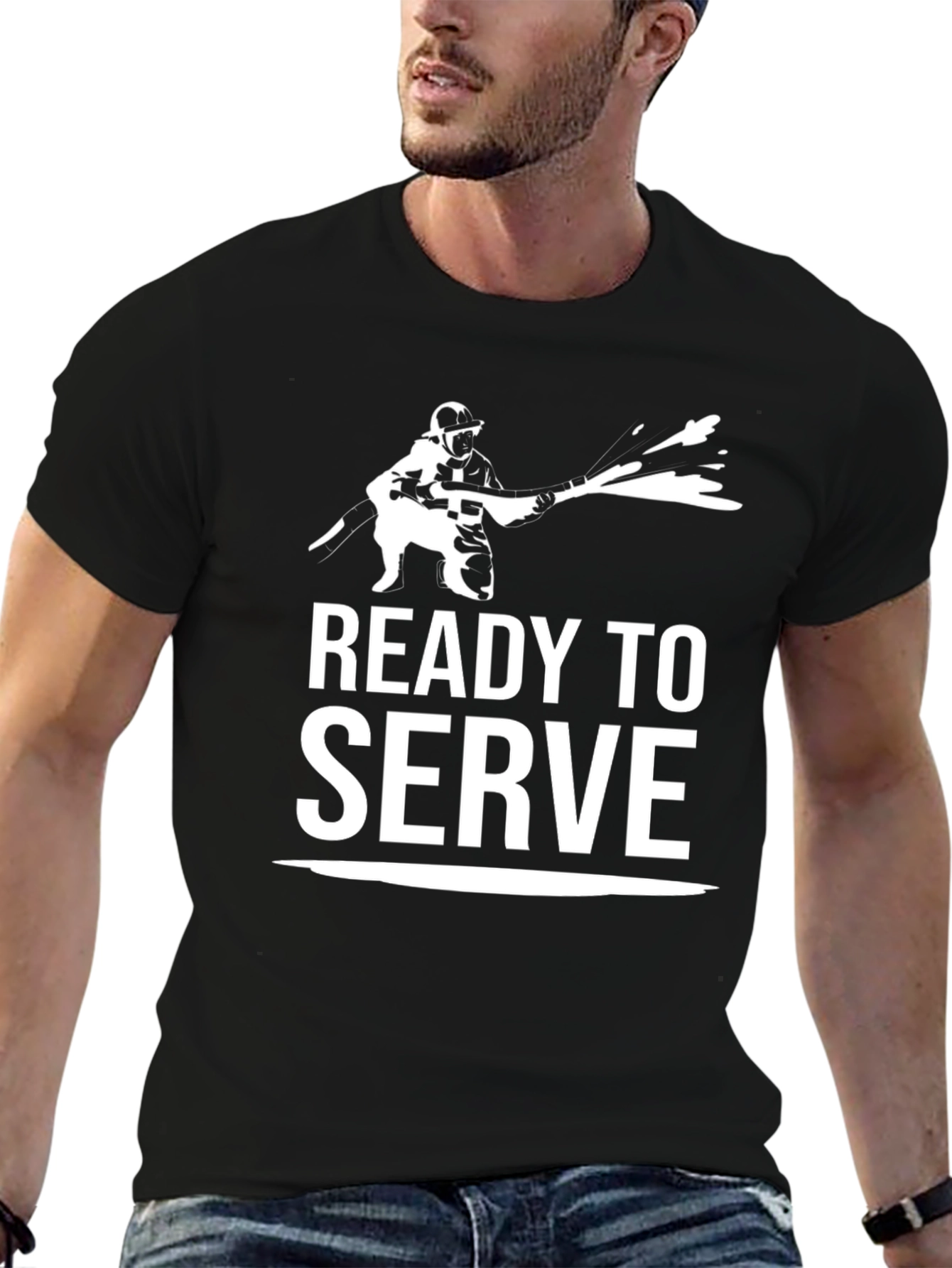 Ready to Serve Graphic Tee - Black Cotton T-Shirt