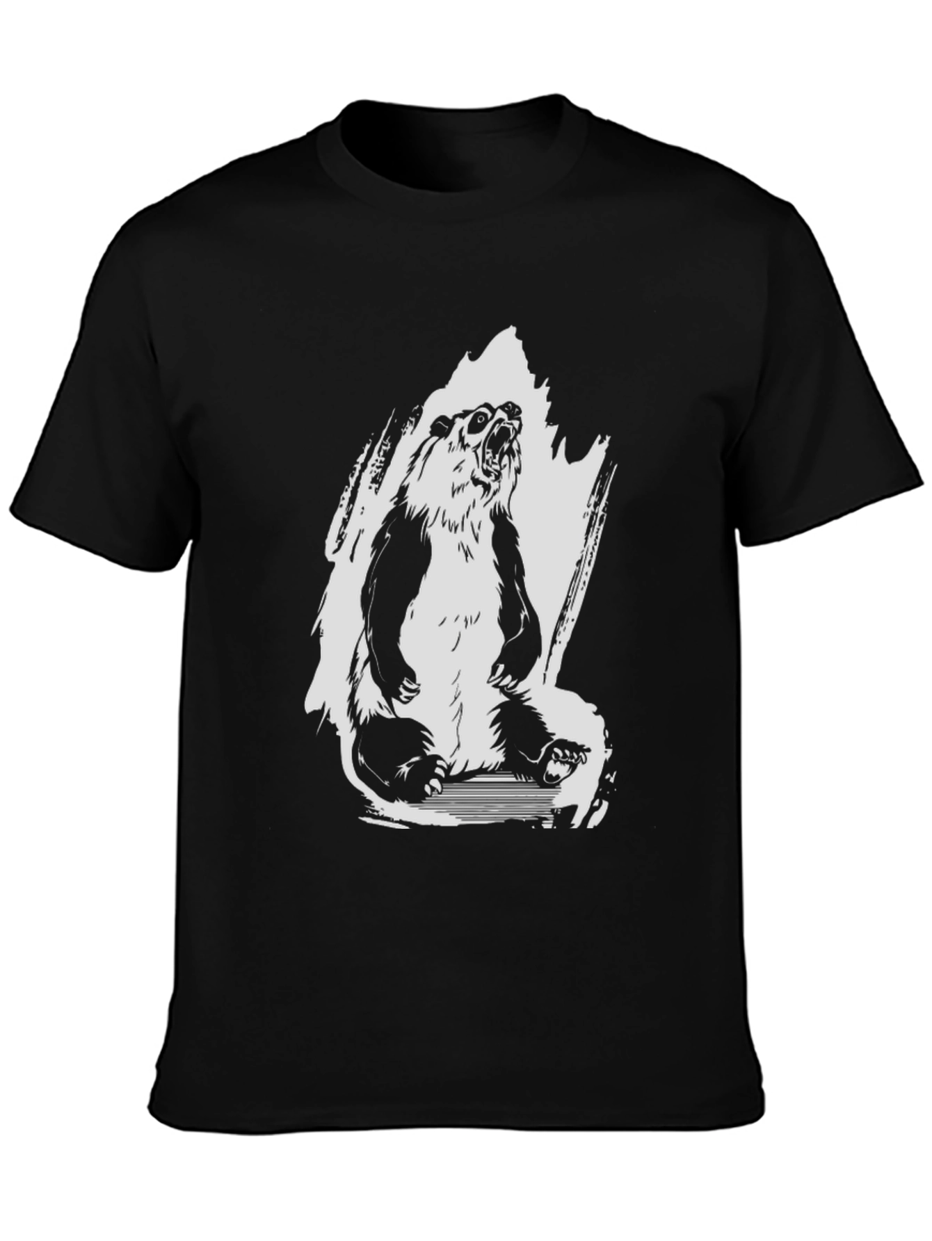 Mens Black Graphic Tee - Roaring Panda Design