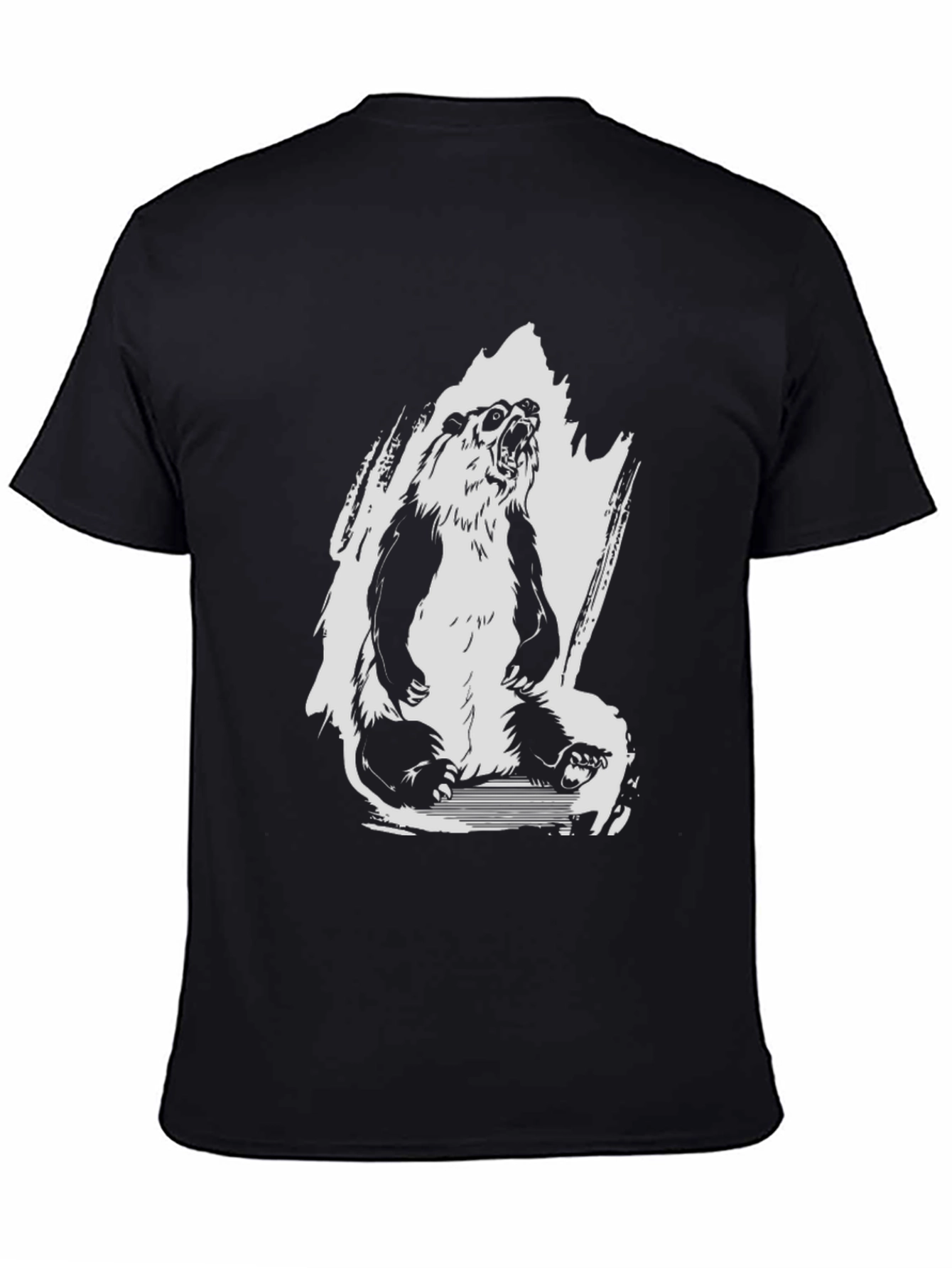 Mens Black Graphic Tee - Roaring Panda Design