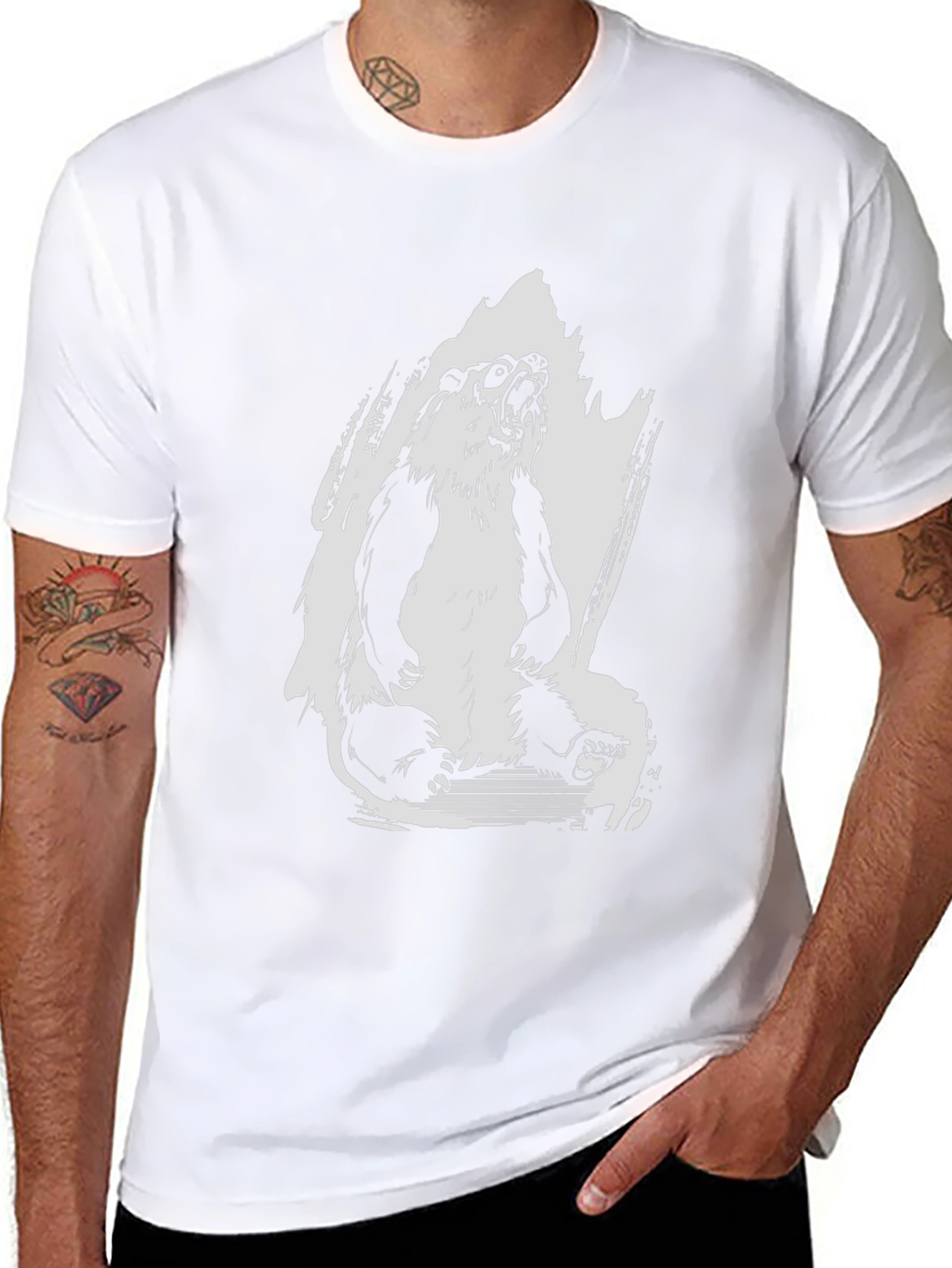 Mens Black Graphic Tee - Roaring Panda Design