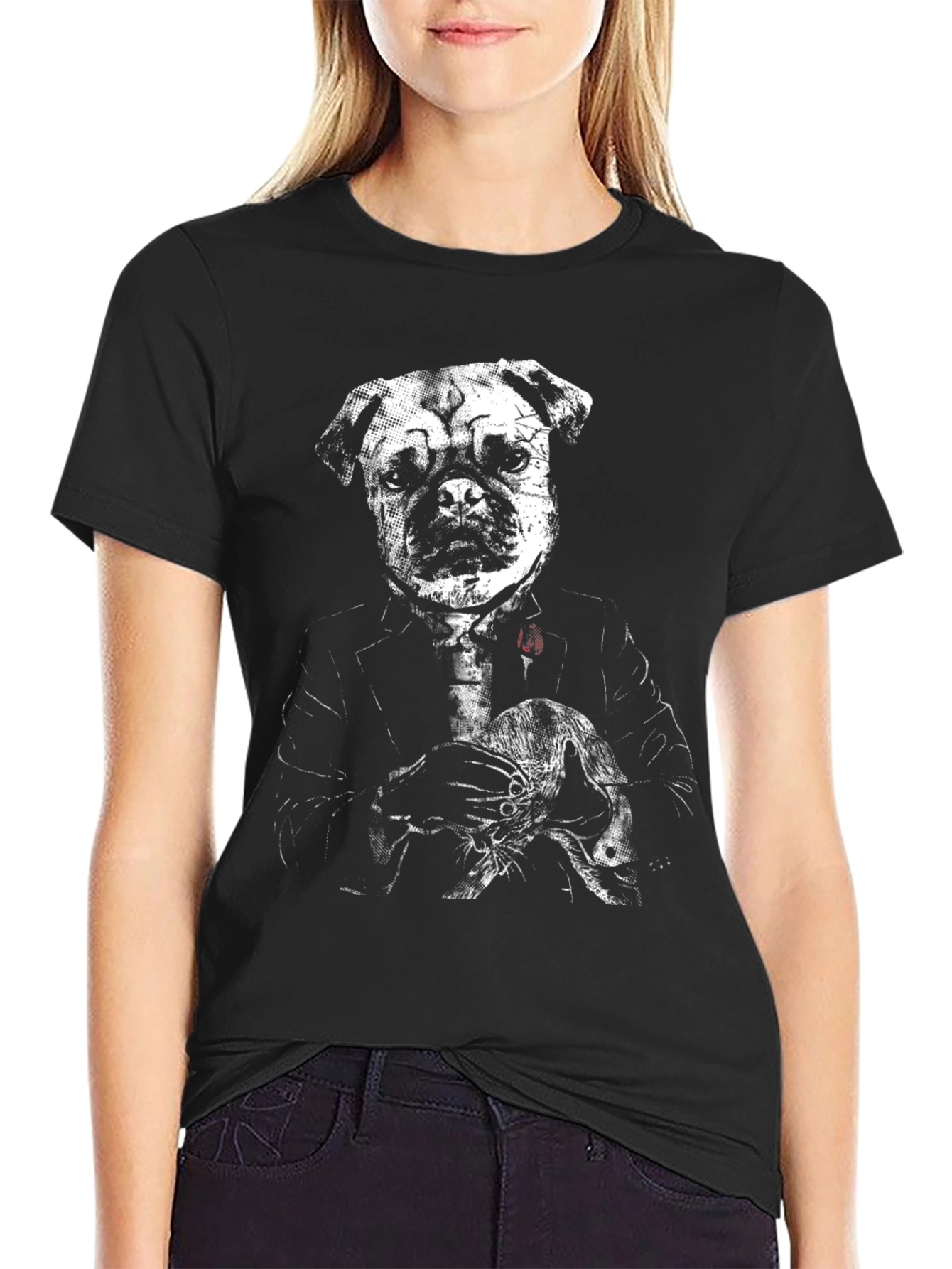 Pug Godfather Graphic Tee - Black