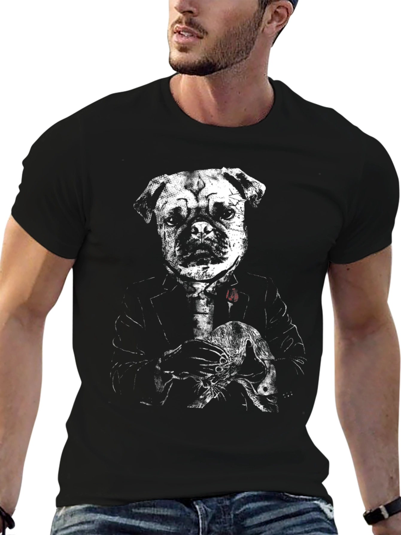 Pug Godfather Graphic Tee - Black