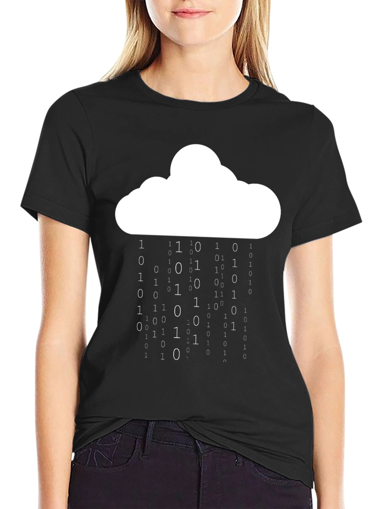 Binary Cloud T-Shirt - Data Rain Design
