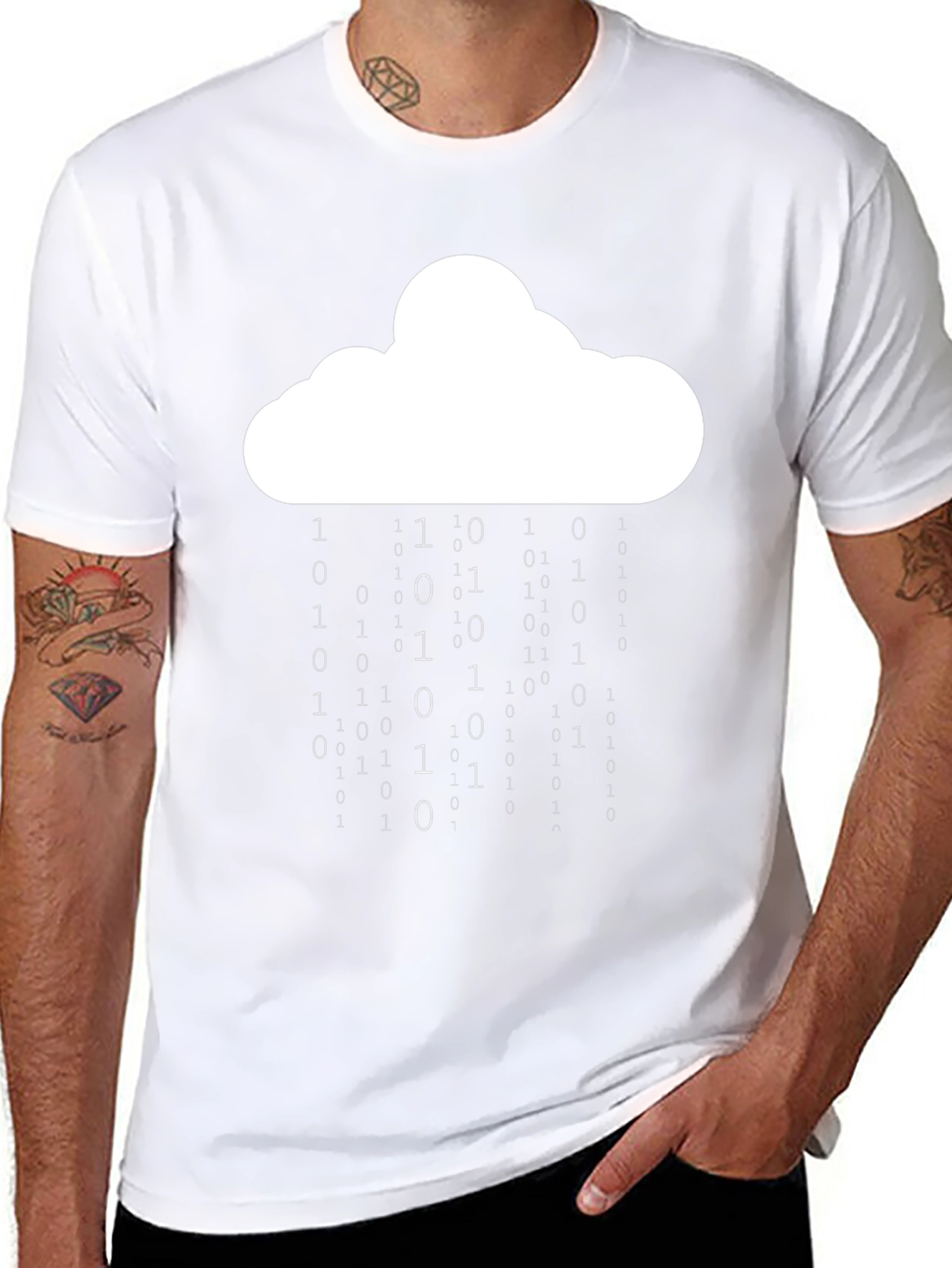 Binary Cloud T-Shirt - Data Rain Design