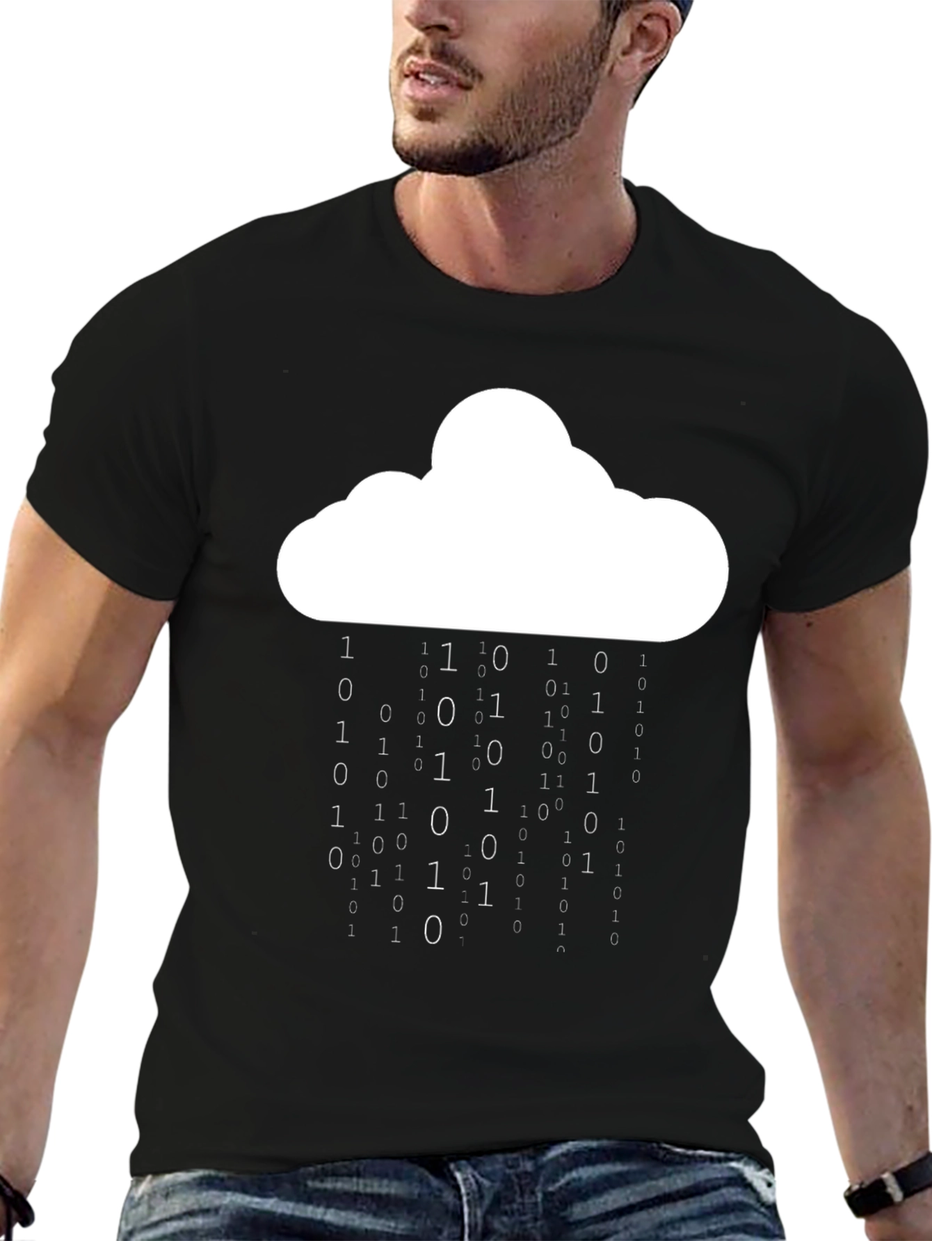 Binary Cloud T-Shirt - Data Rain Design