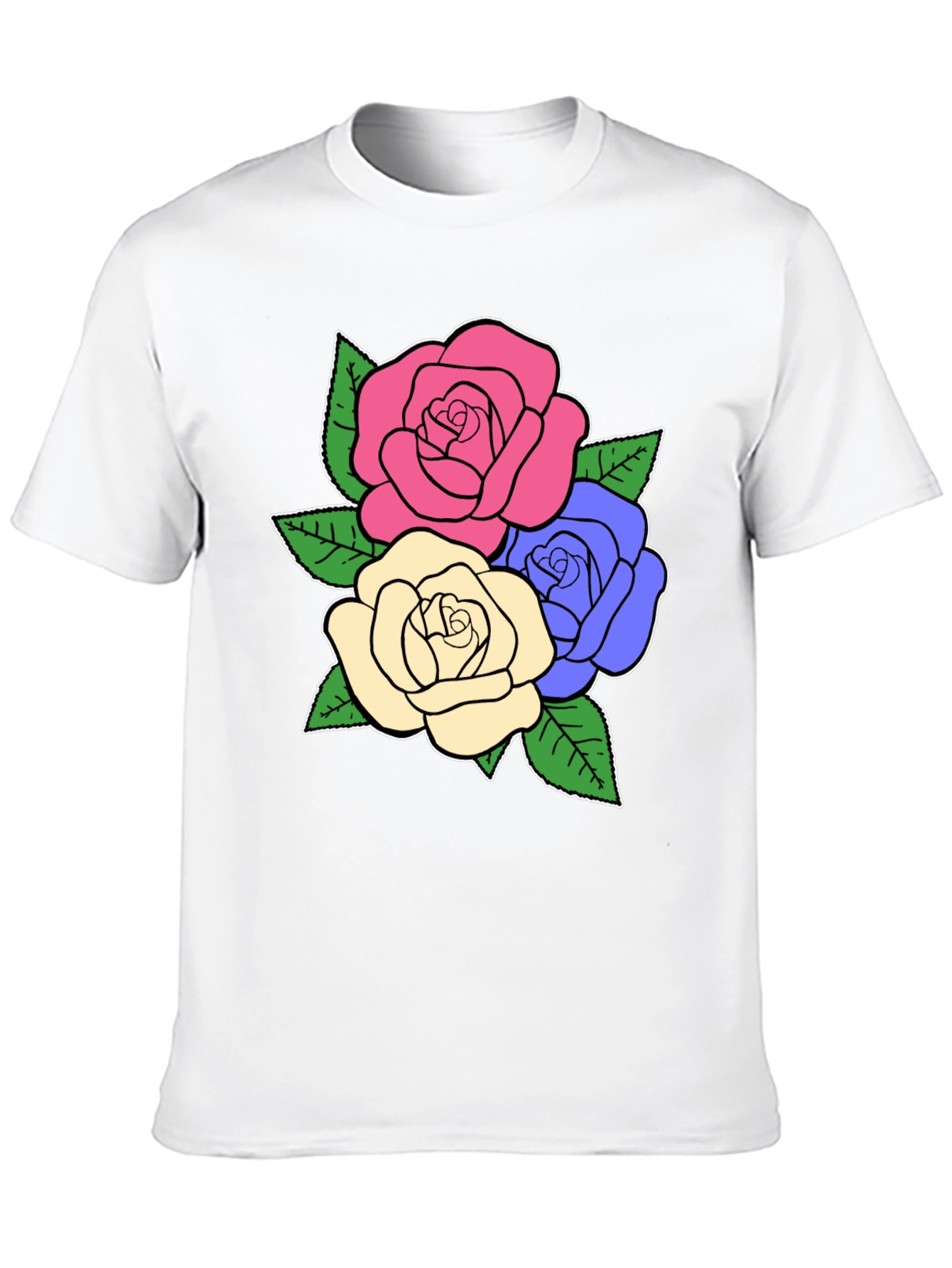Floral Rose Graphic Tee - Stylish Black T-Shirt