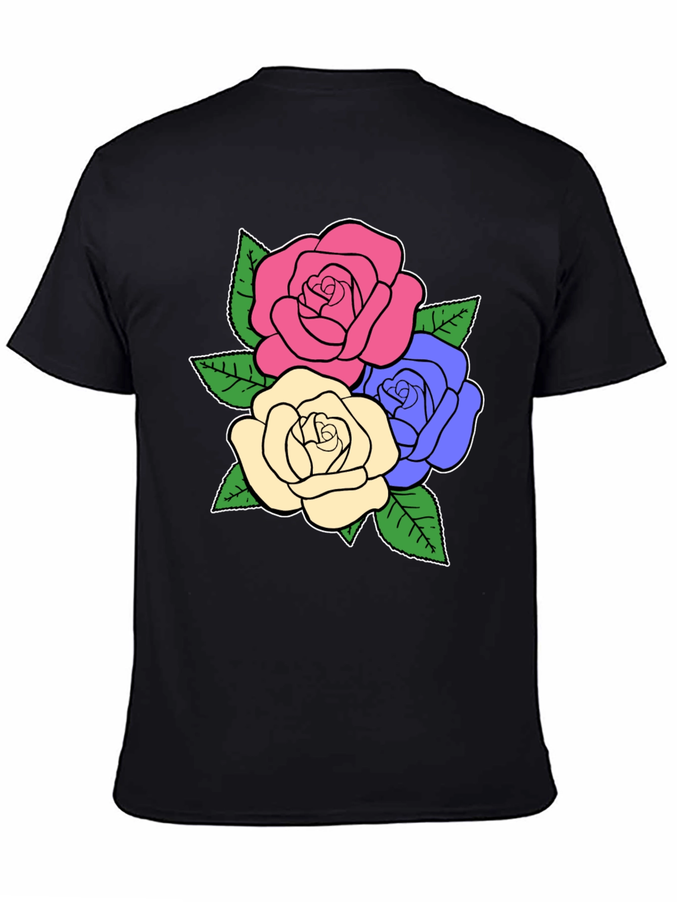 Floral Rose Graphic Tee - Stylish Black T-Shirt