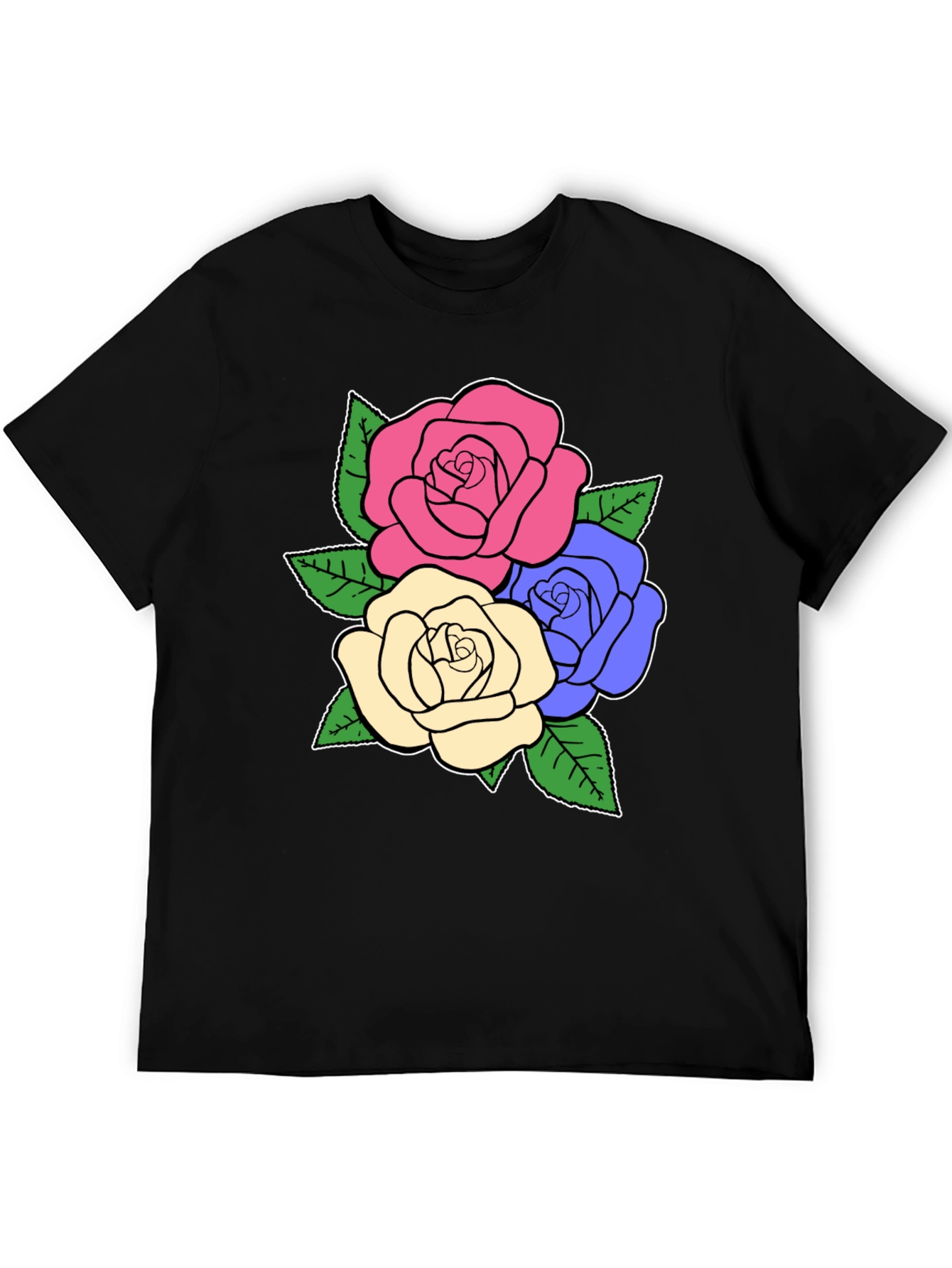 Floral Rose Graphic Tee - Stylish Black T-Shirt