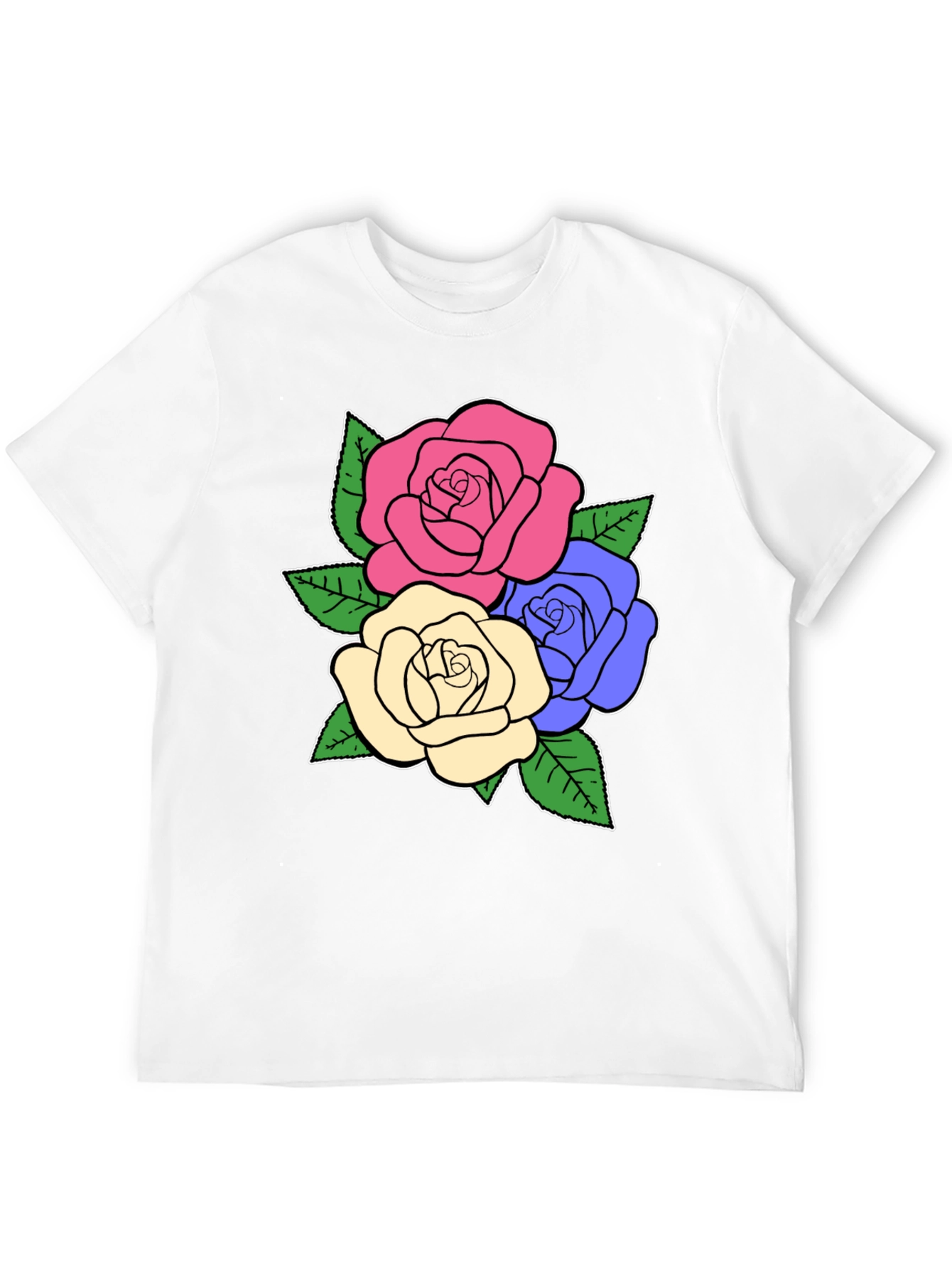 Floral Rose Graphic Tee - Stylish Black T-Shirt