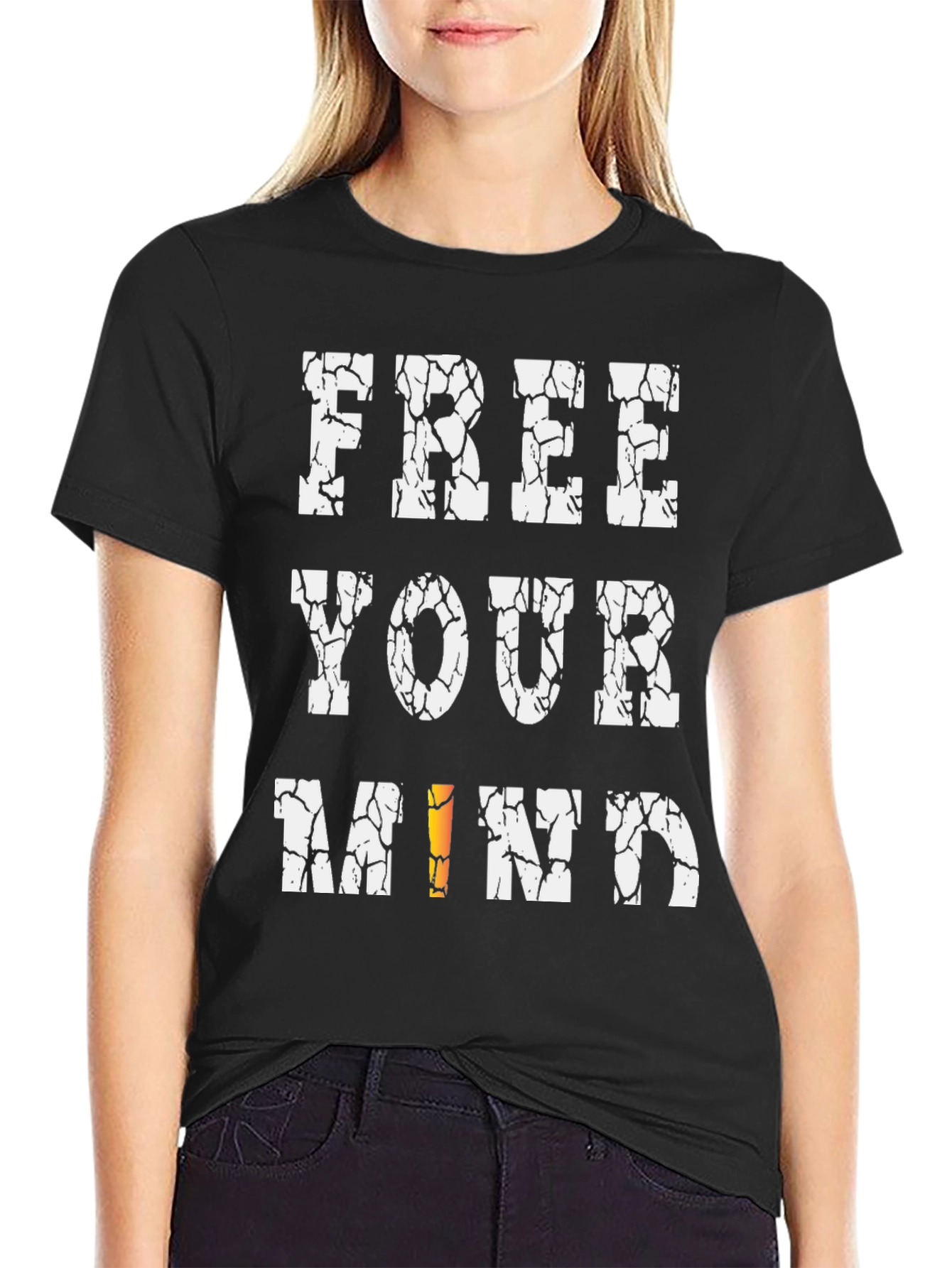 Free Your Mind Graphic Tee - Black Cotton T-Shirt