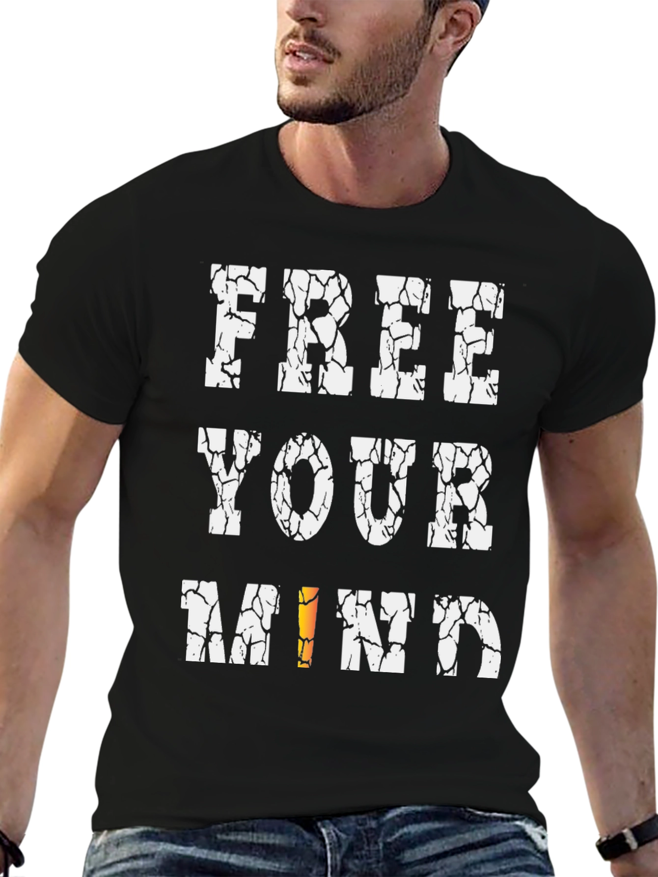 Free Your Mind Graphic Tee - Black Cotton T-Shirt
