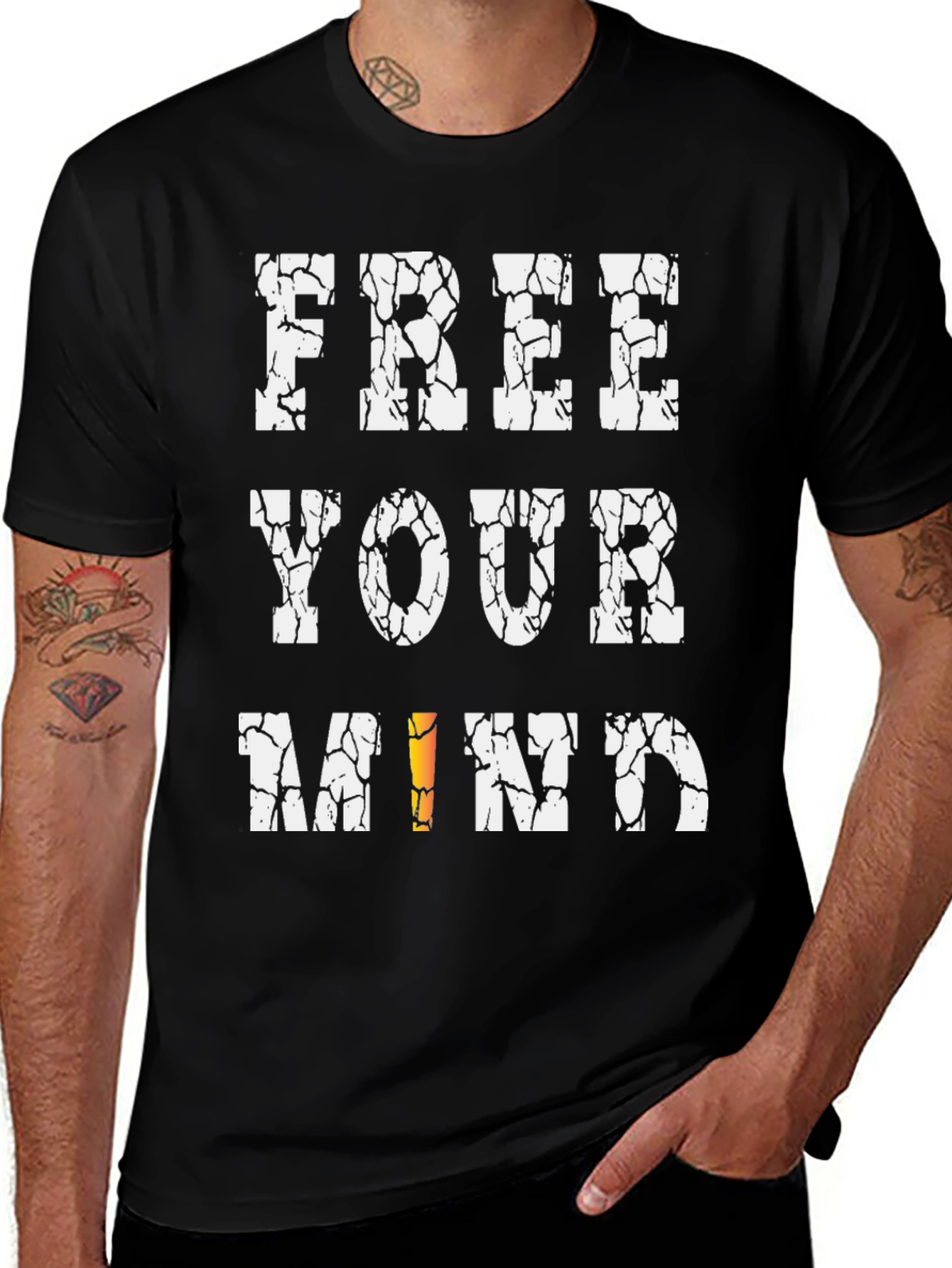 Free Your Mind Graphic Tee - Black Cotton T-Shirt