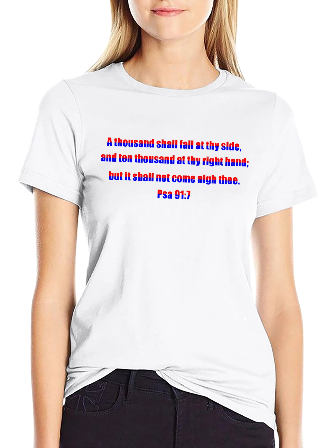 Psalm 91:7 Bible Verse T-Shirt - Religious Apparel