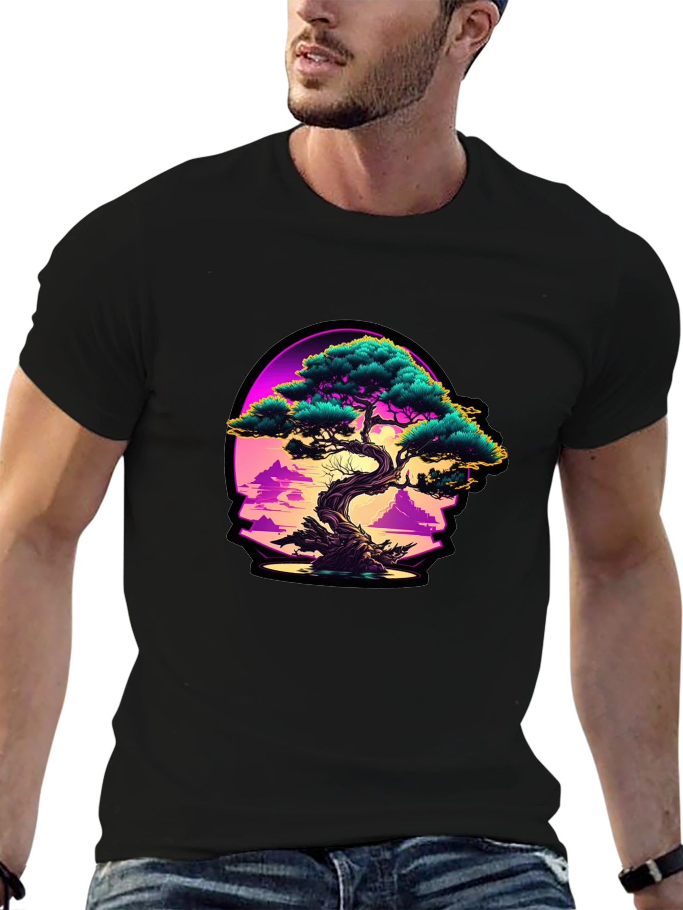 Bonsai Sunset Graphic Tee - Black