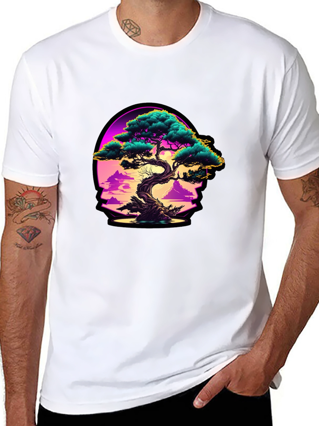 Bonsai Sunset Graphic Tee - Black