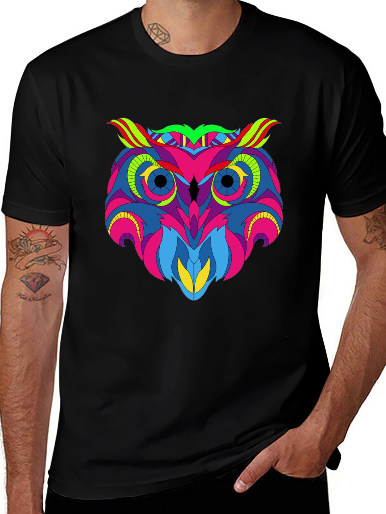 Vivid Owl Graphic Tee - Mens Black T-Shirt