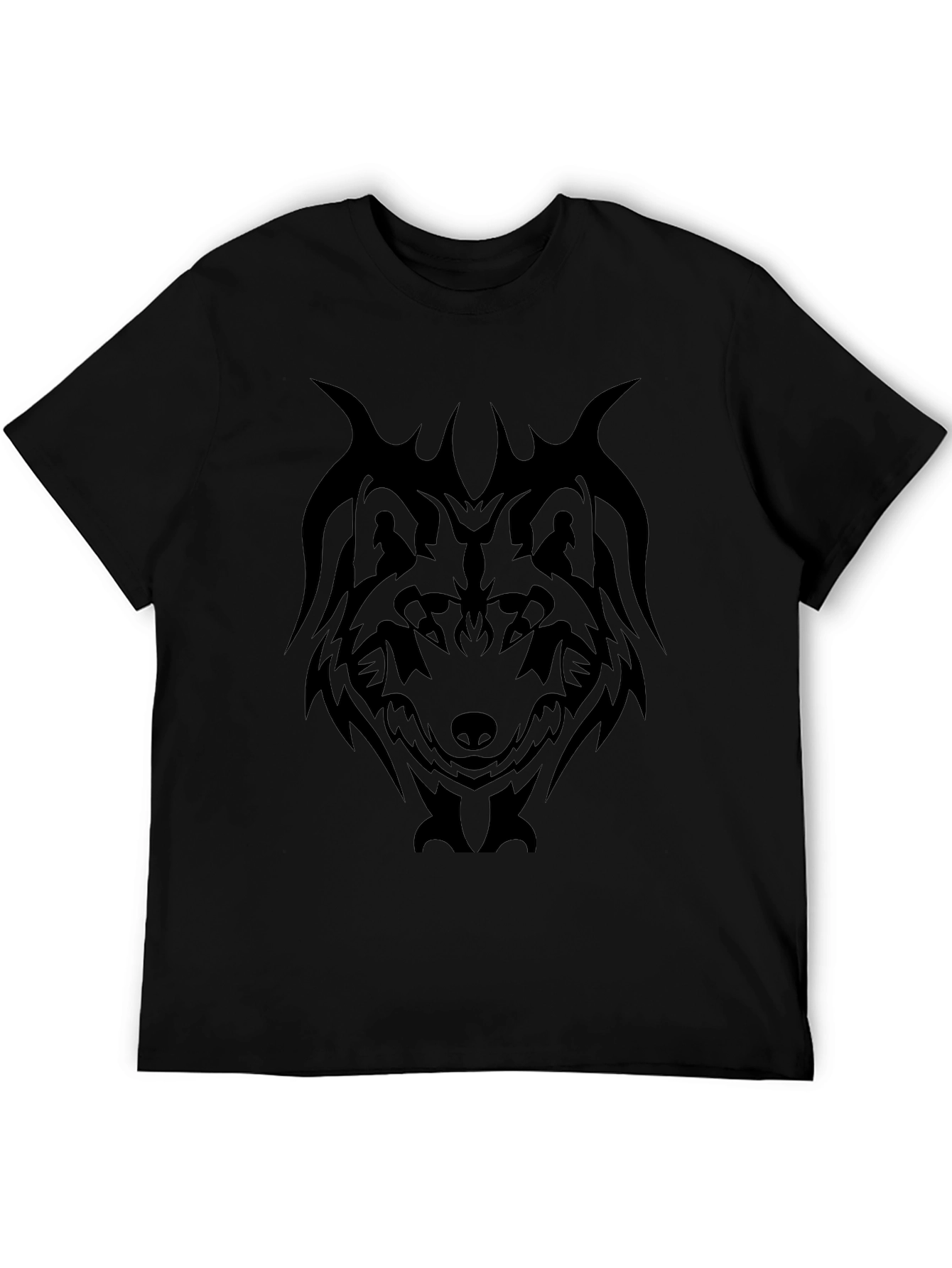 Tribal Wolf Graphic Tee - Mens Black T-Shirt