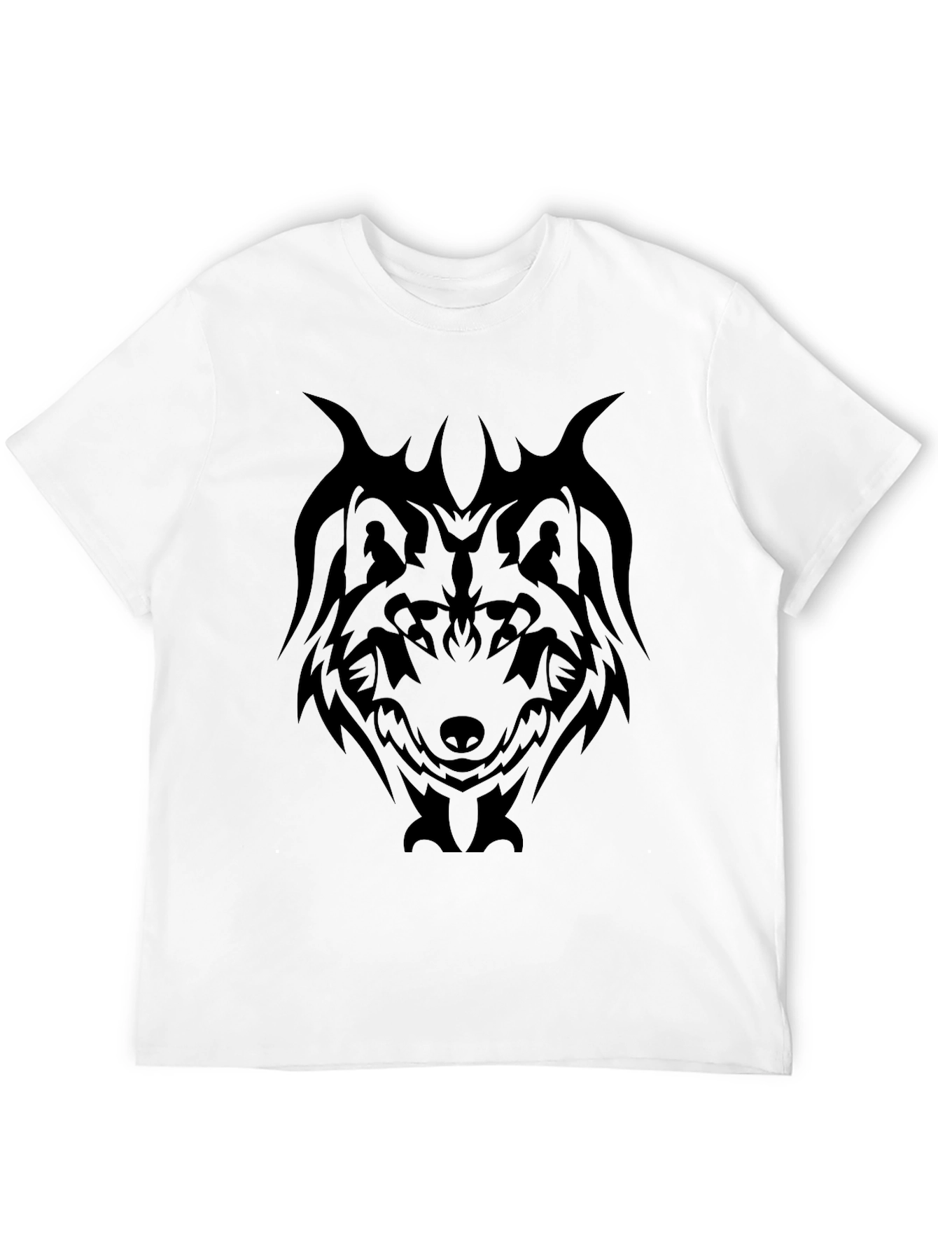 Tribal Wolf Graphic Tee - Mens Black T-Shirt