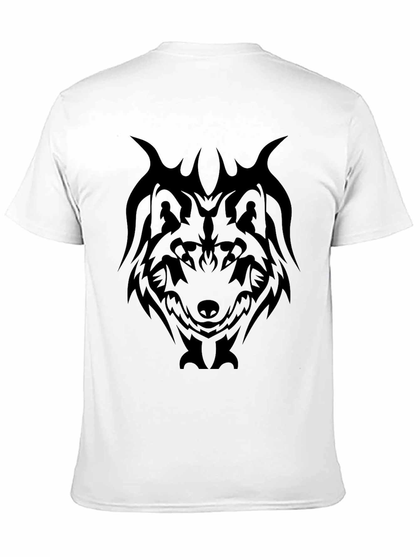 Tribal Wolf Graphic Tee - Mens Black T-Shirt