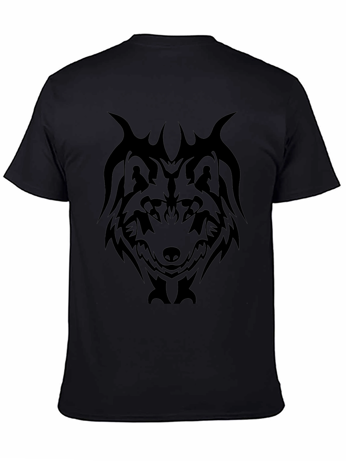 Tribal Wolf Graphic Tee - Mens Black T-Shirt