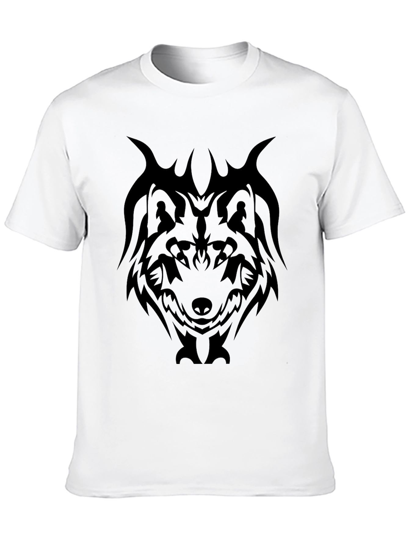 Tribal Wolf Graphic Tee - Mens Black T-Shirt
