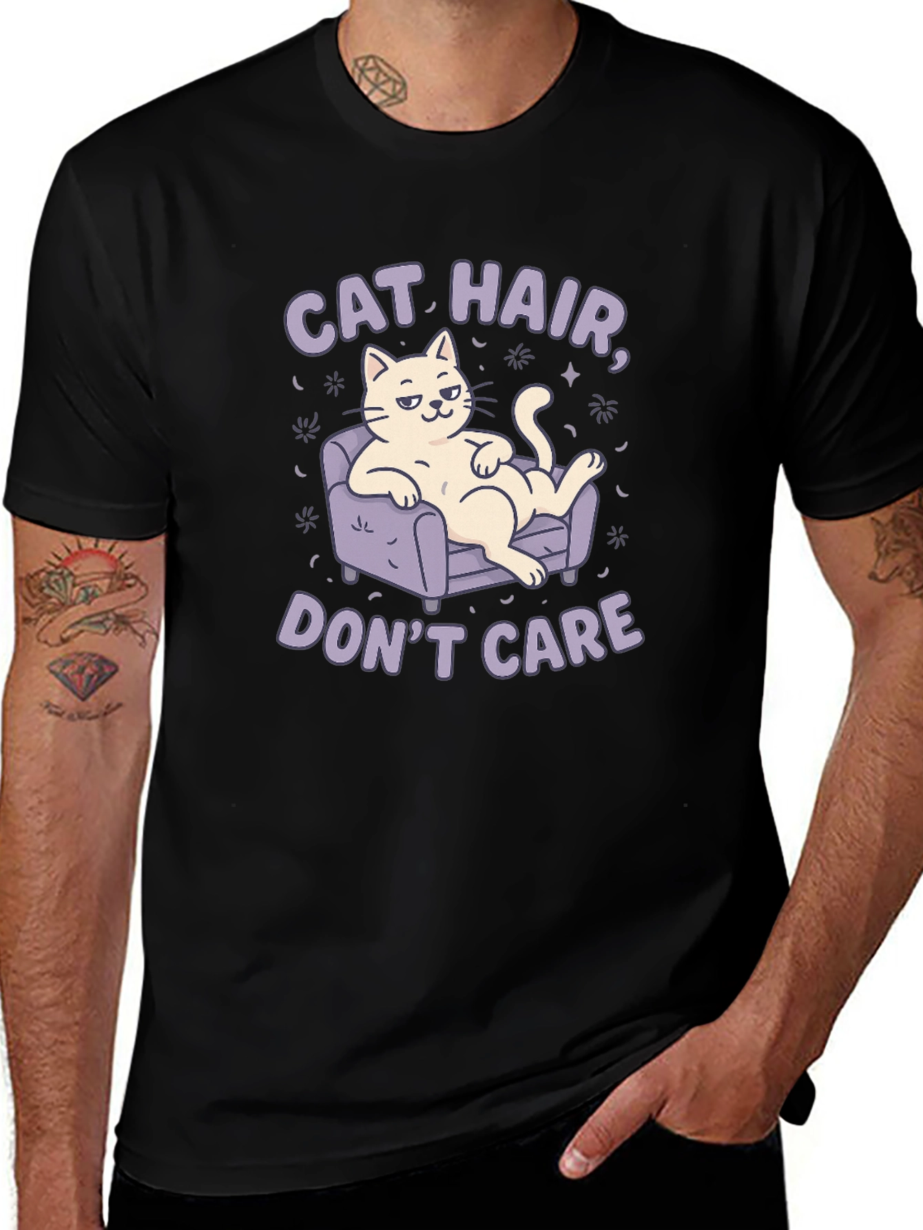 Cat Hair Dont Care Graphic Tee