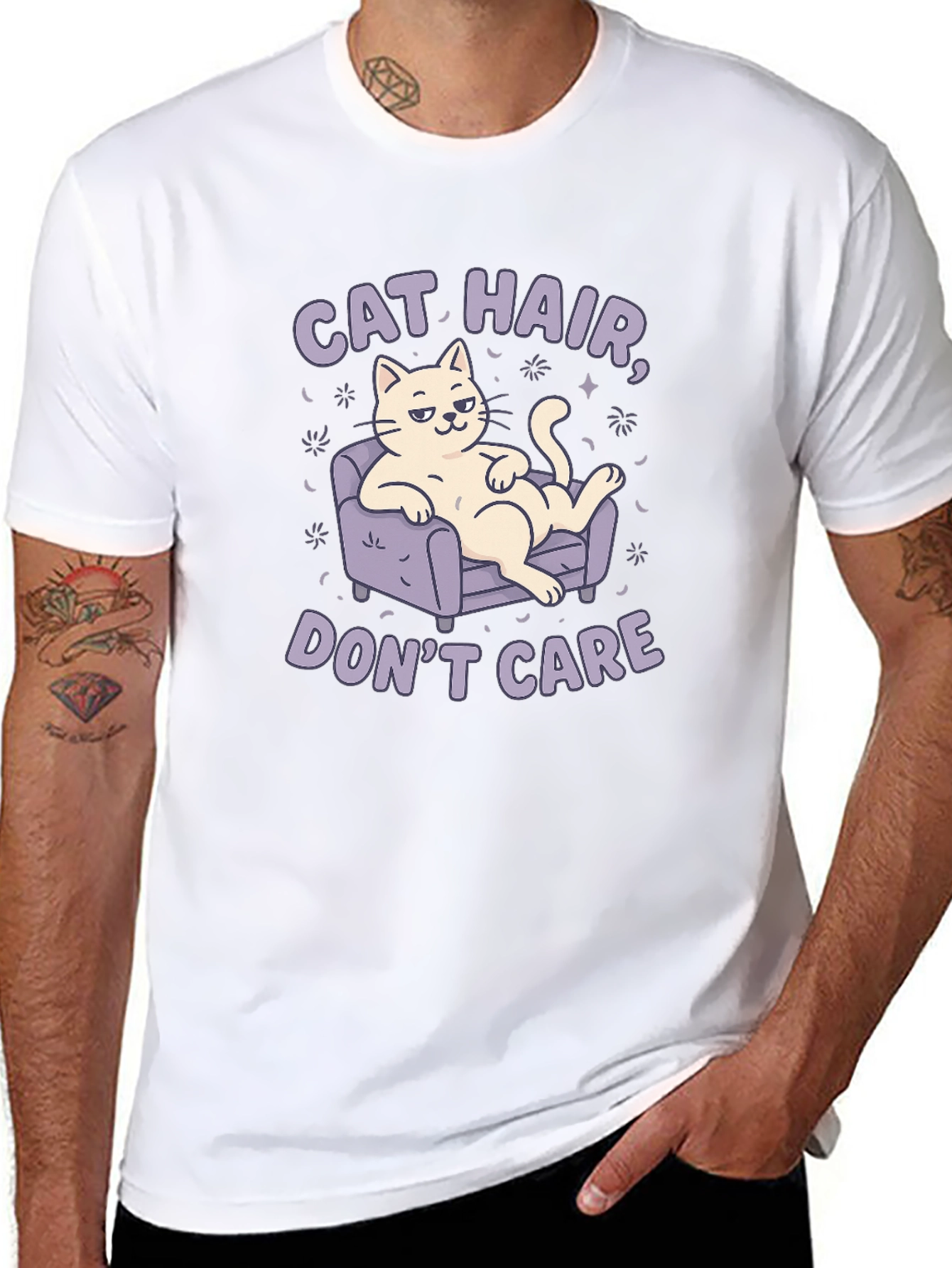 Cat Hair Dont Care Graphic Tee